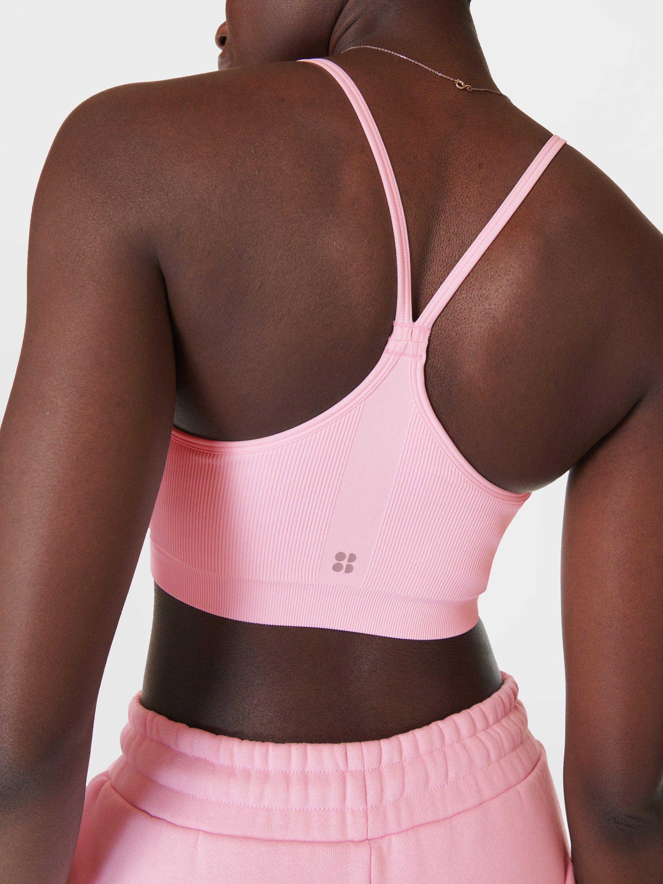 Product image 4 of 5, which shows Sweaty Betty Spirit Restored Yoga Sports Bra, Nerine Pink, XS