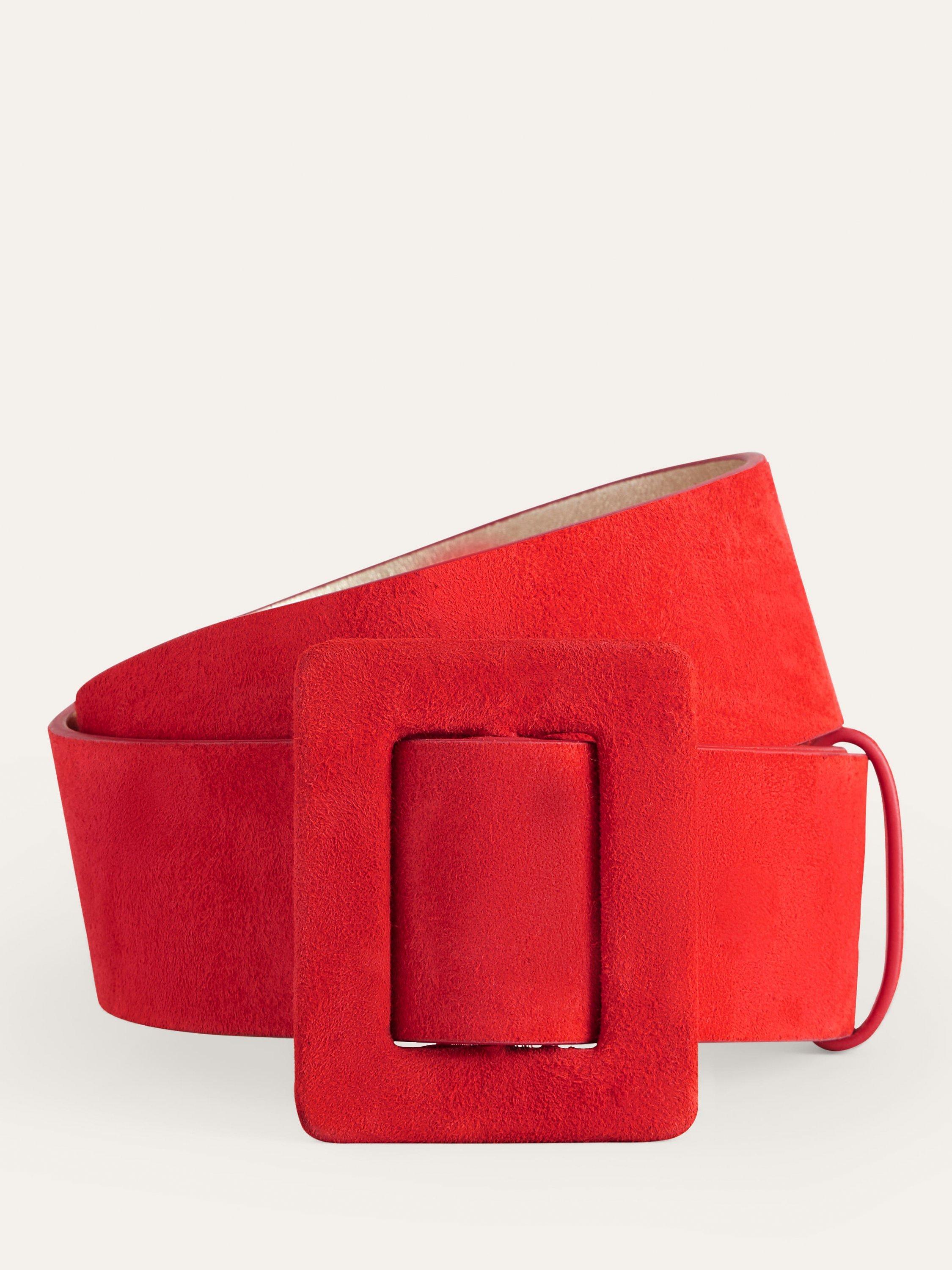 Boden Suede Wide Belt, Flame Scarlett