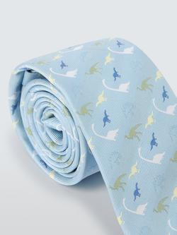 John Lewis Kids' Dinosaur Print Tie, Blue - view 2, Blue