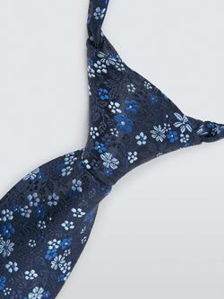 John Lewis Kids' Floral Print Tie, Blue - view 2, Navy