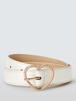 John Lewis Kids' Heart Buckle Belt, White, White