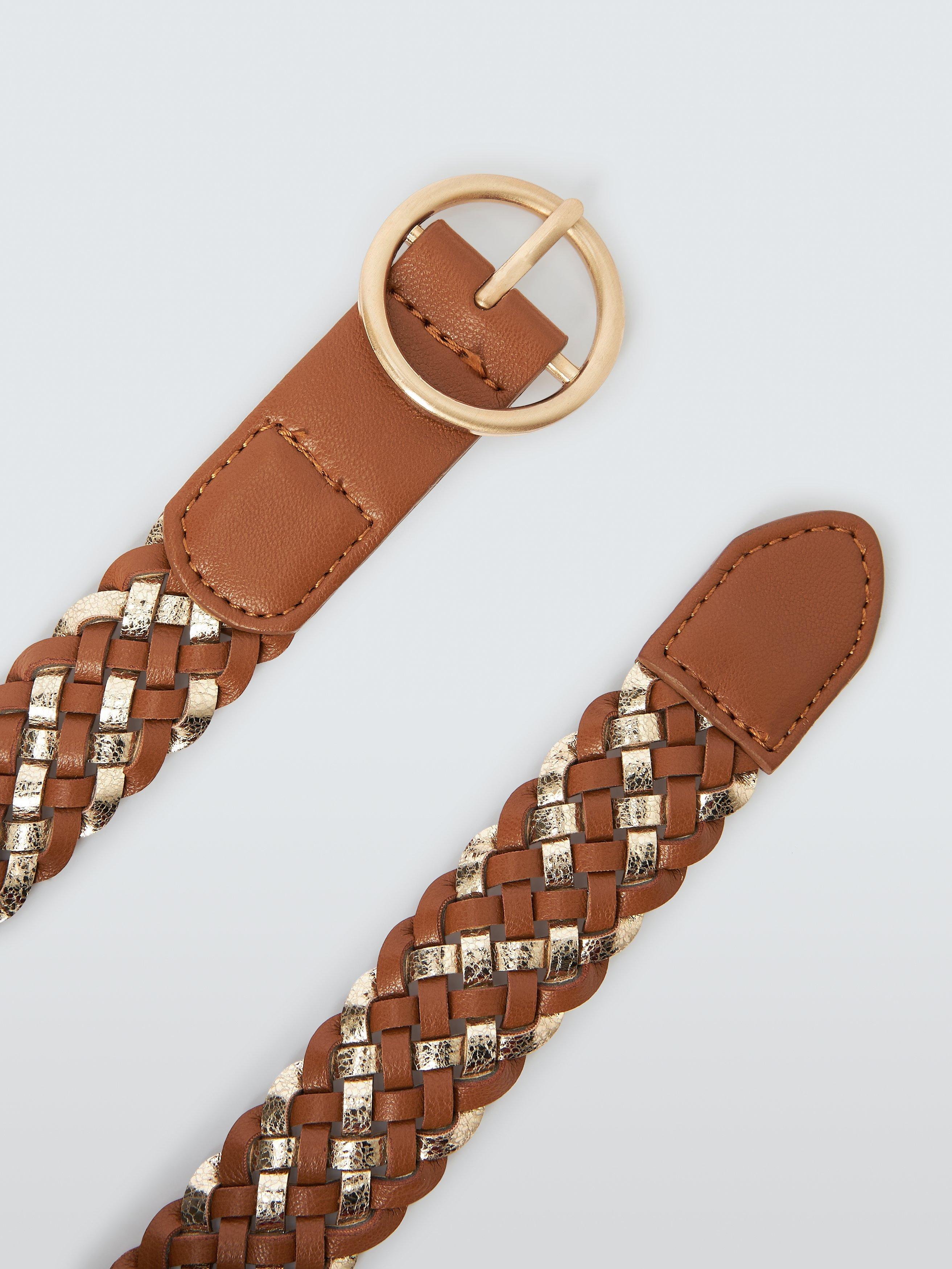 Product image 2 of 3, which shows John Lewis Kids' Webbed Belt, Tan, S-M