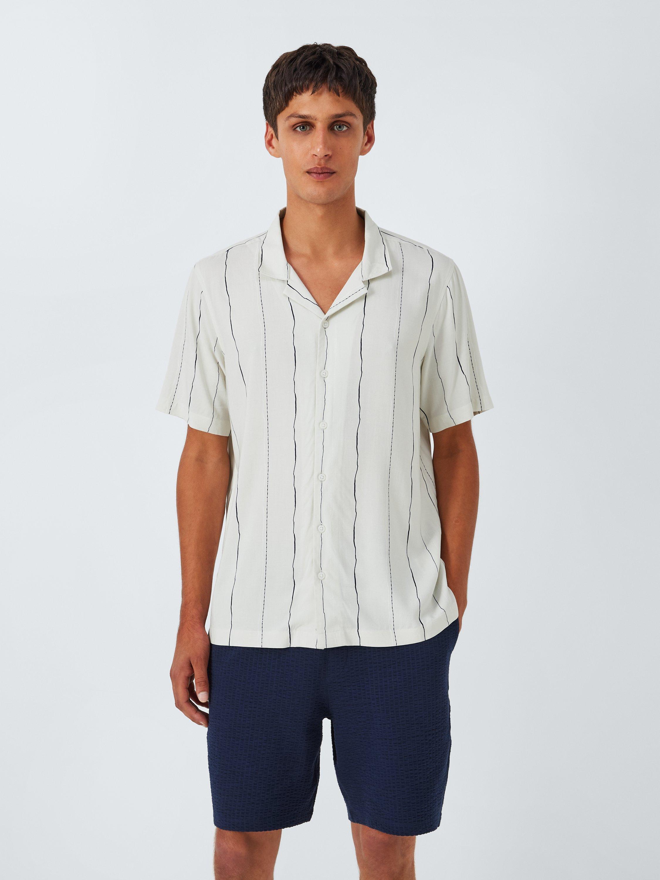 Kin Short Sleeve Revere Collar Shirt, Silver Birch