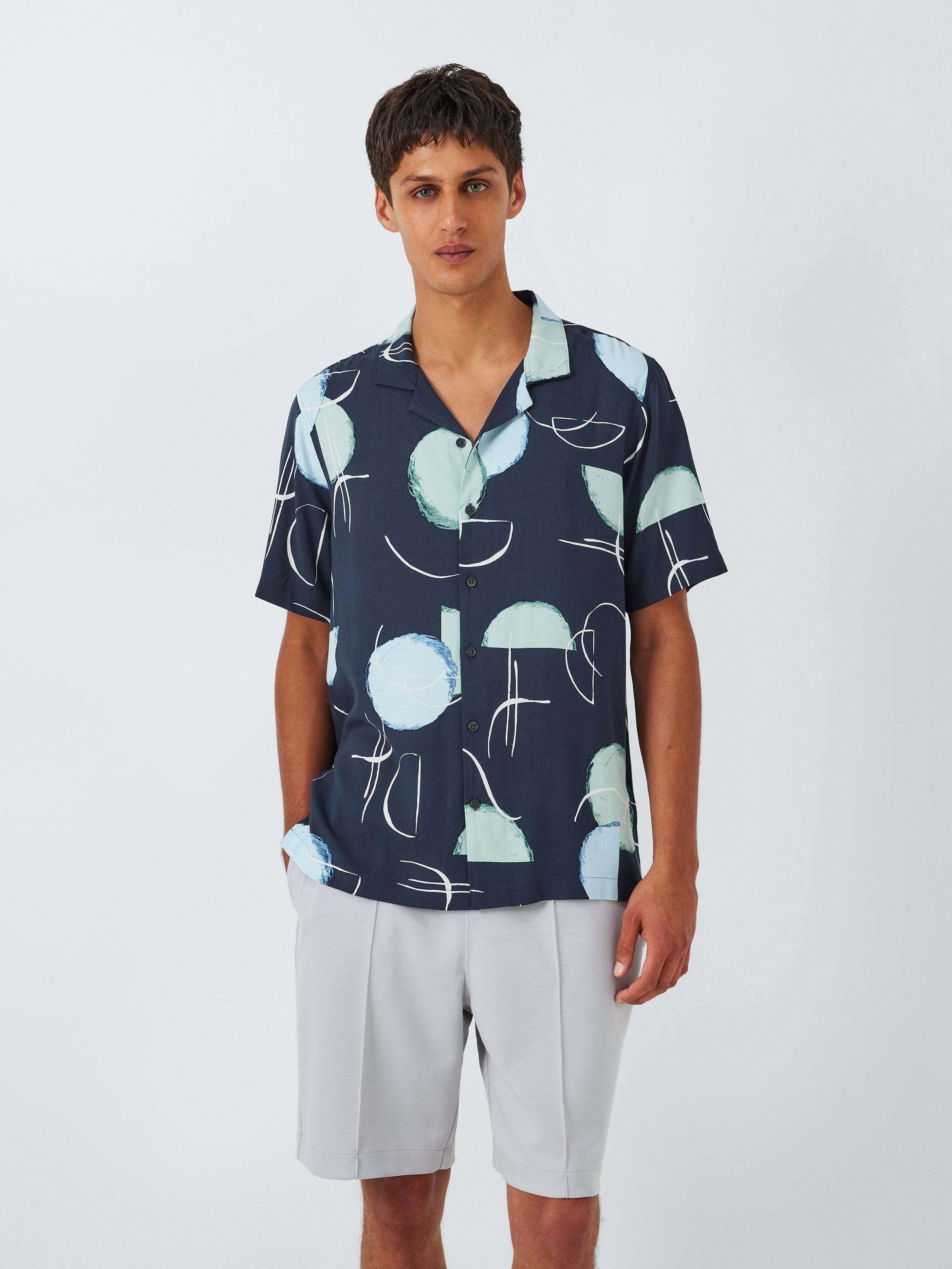 Kin Short Sleeve Abstract Print Shirt, Dark Sapphire