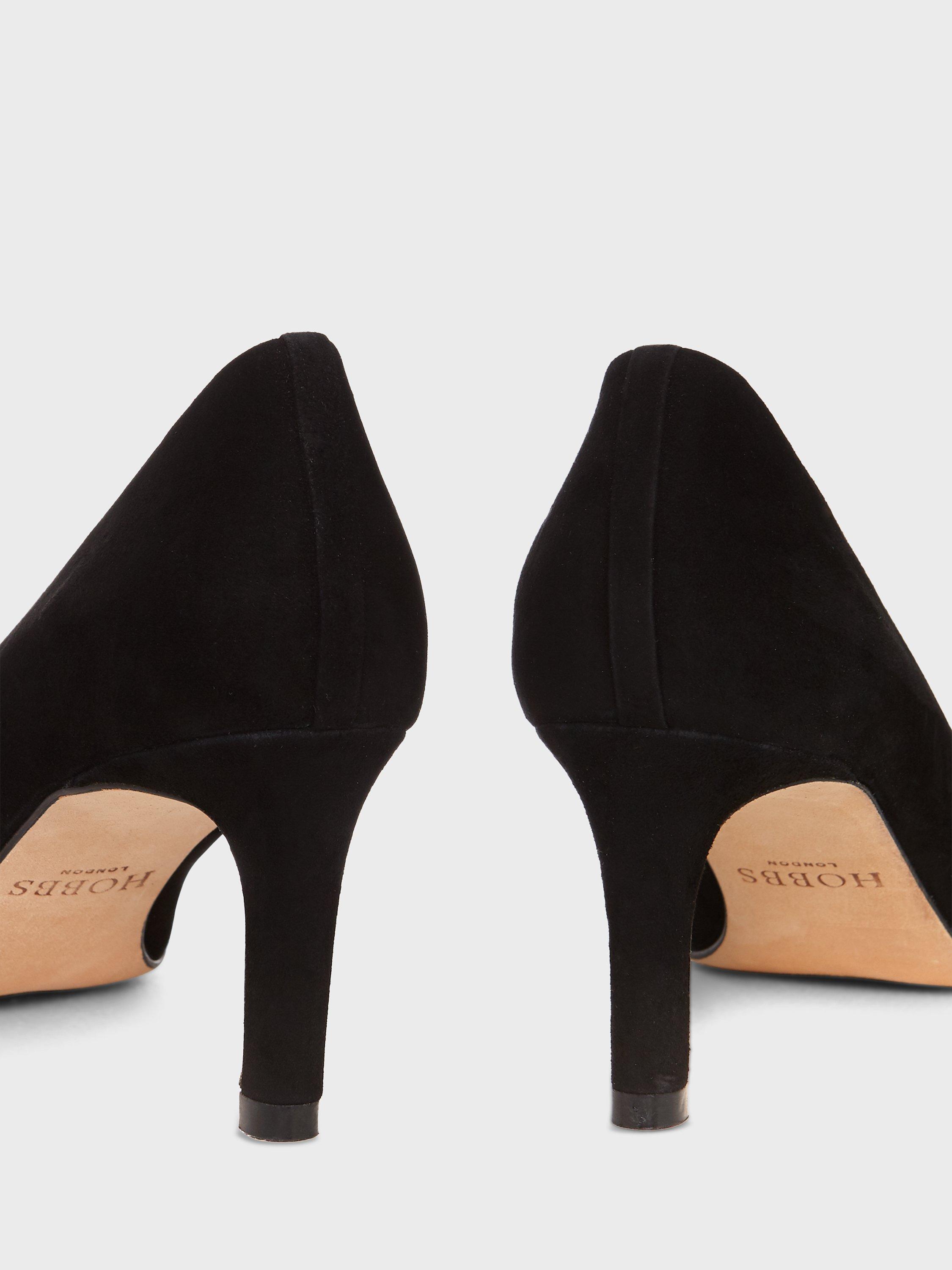 Product image 3 of 4, which shows Hobbs Lizzie Suede Court Shoes, Black, 3
