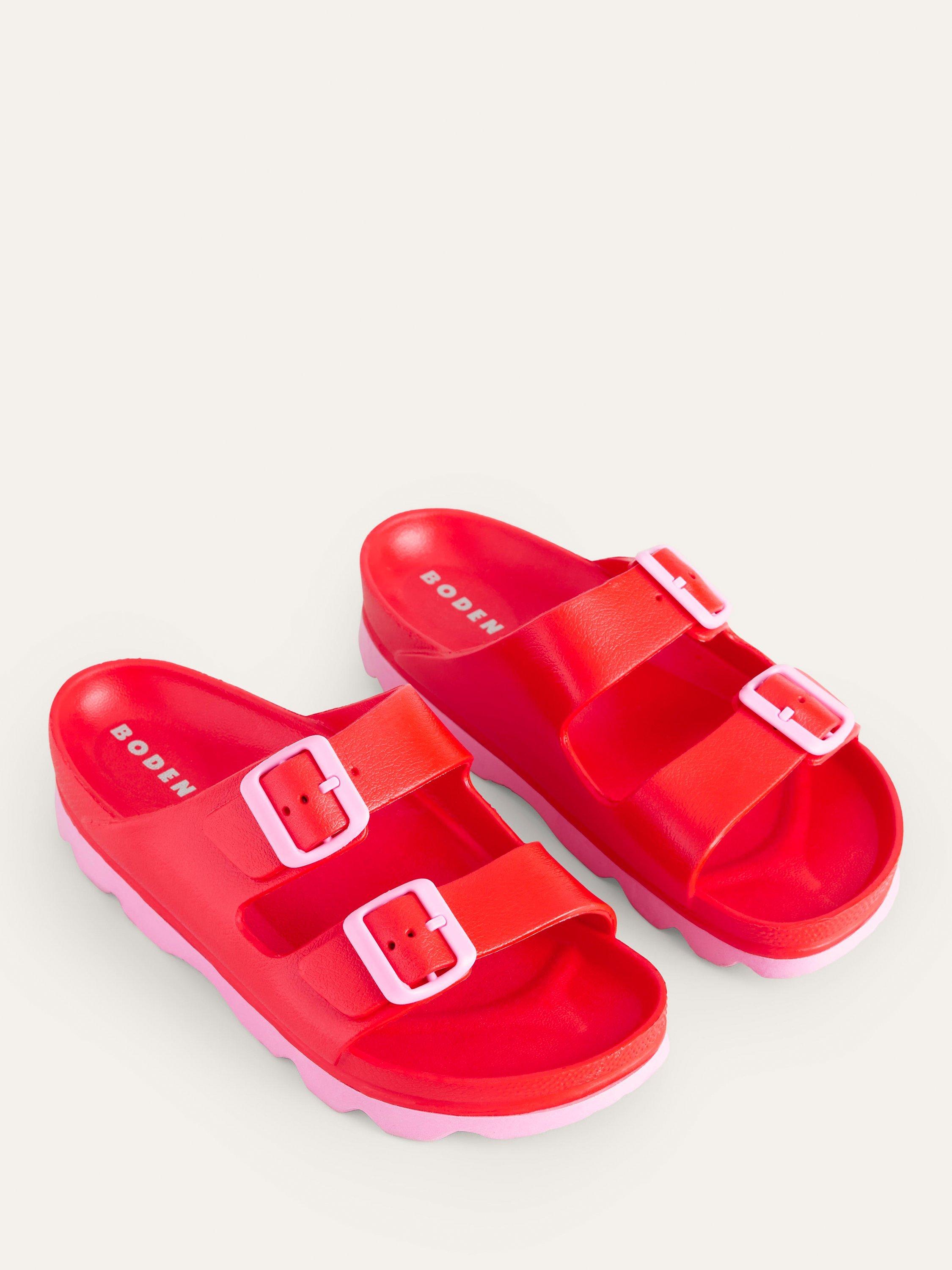 Product image 2 of 4, which shows Boden Lyla Double Buckle Strap Slider Sandals, Red/Pink, 4