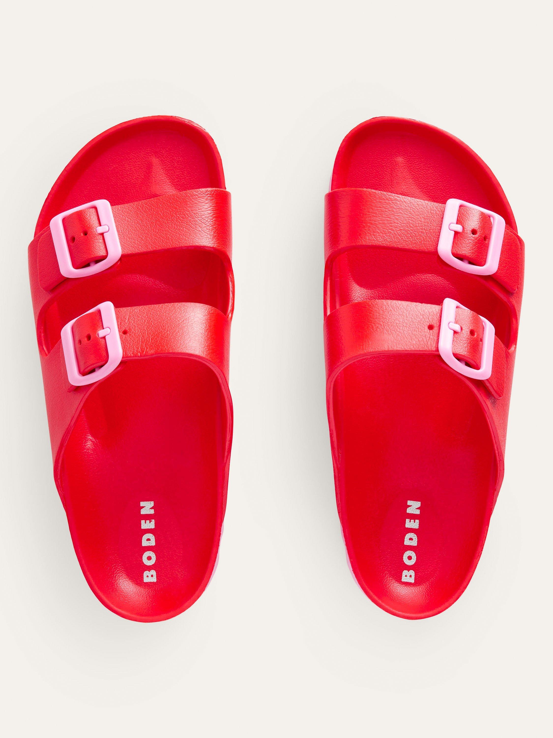 Product image 4 of 4, which shows Boden Lyla Double Buckle Strap Slider Sandals, Red/Pink, 4