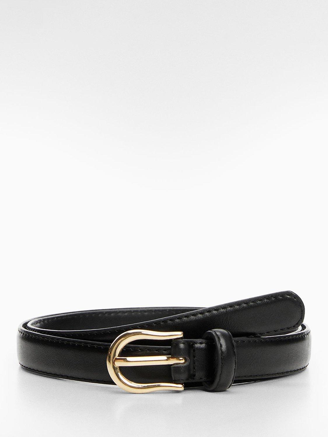 Mango Nico Skinny Belt, Black