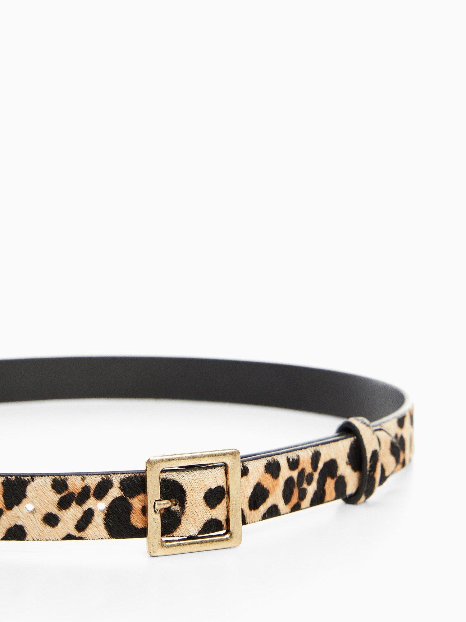 Mango Cowe Animal Print Belt, Brown/Multi