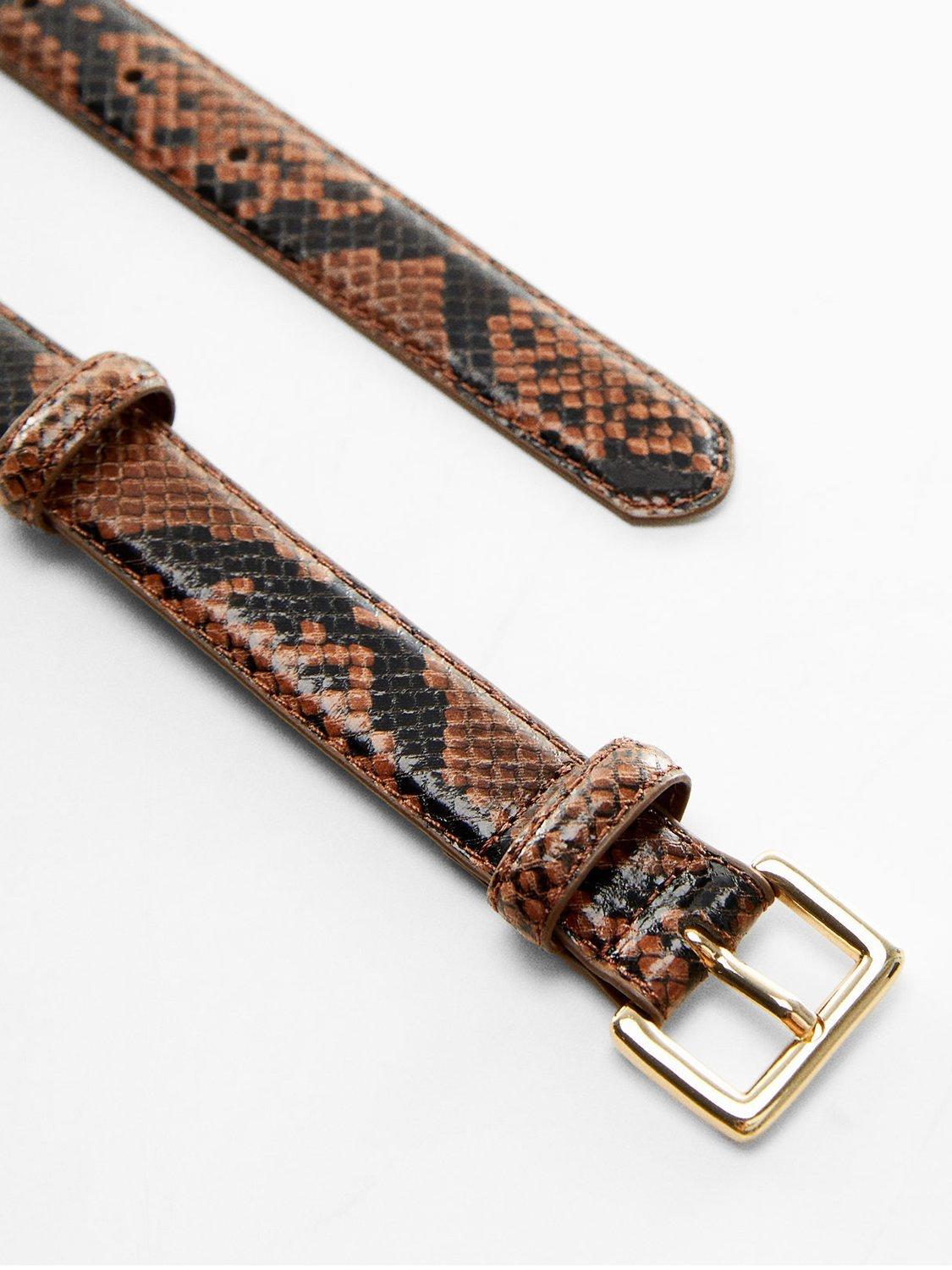 Mango Lamina Snakeskin Effect Belt, Brown/Multi