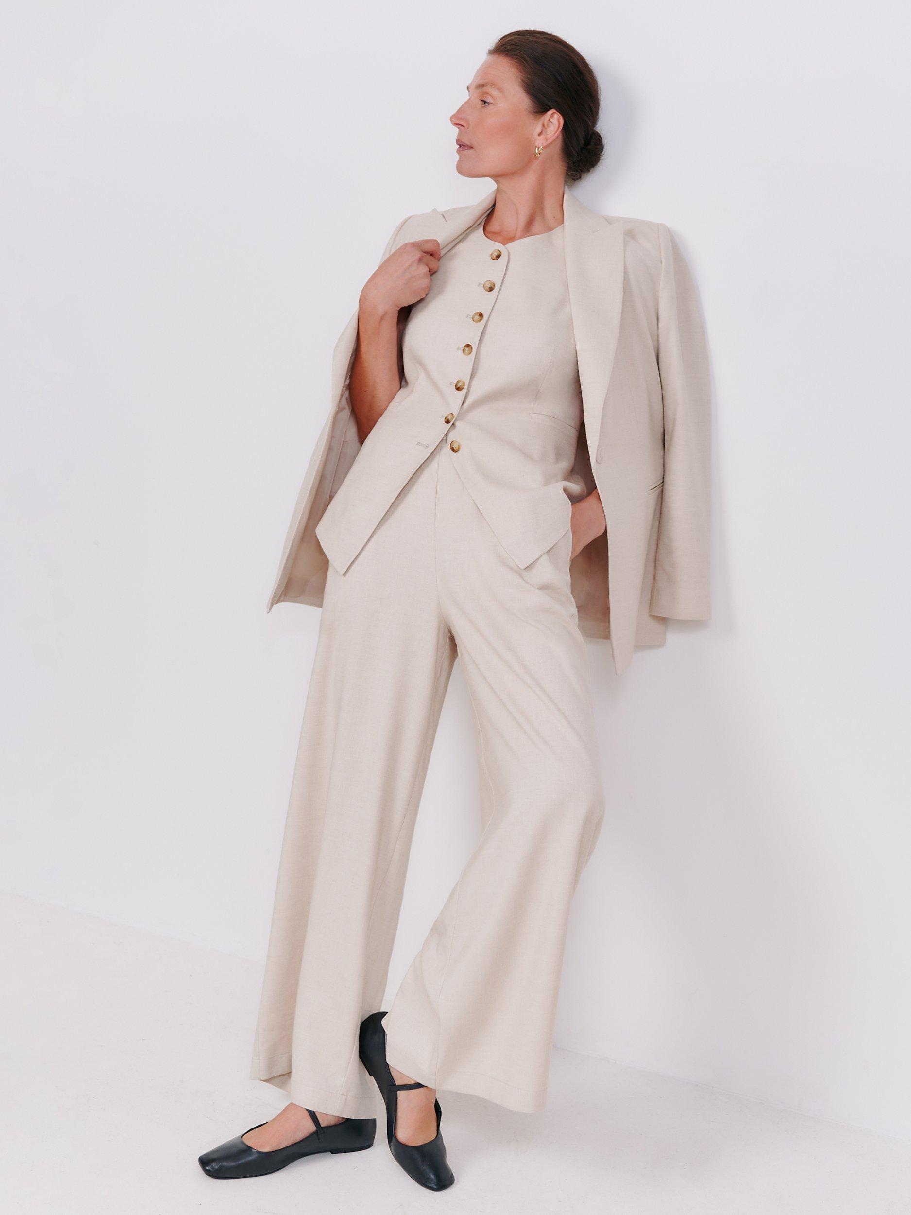 VIVERE Julian Linen Palazzo Trousers, Oatmeal