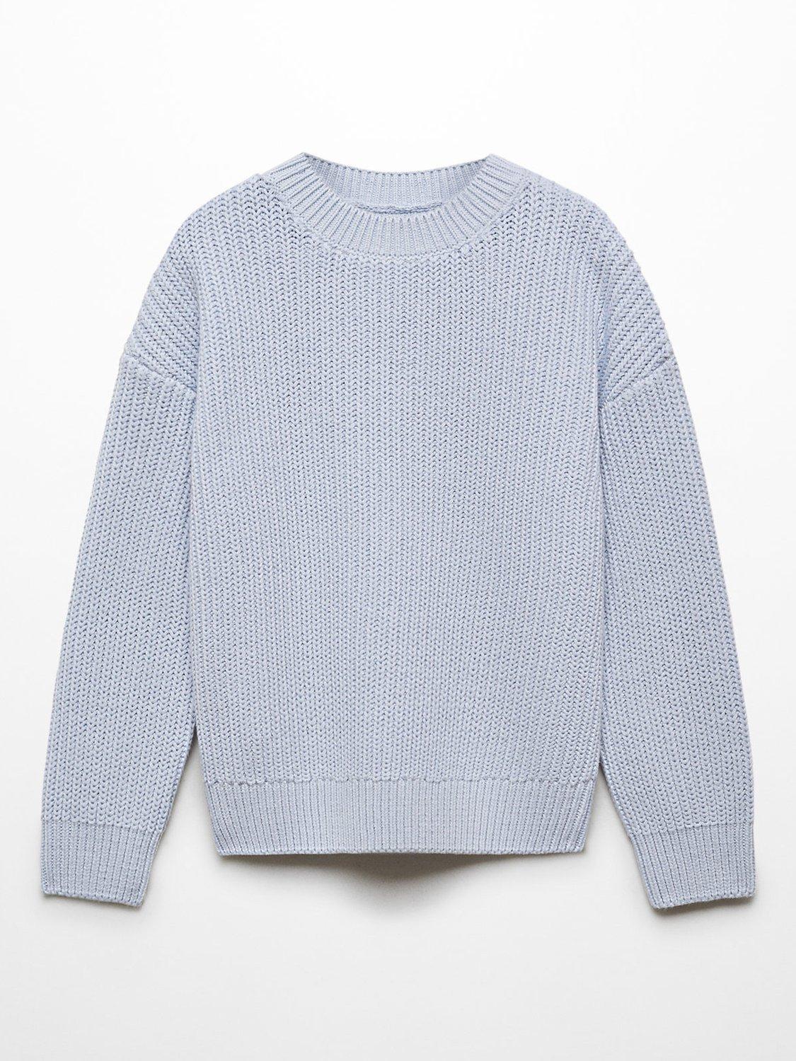 Mango Kids' Nora Reverse Knit Jumper, Pastel Blue