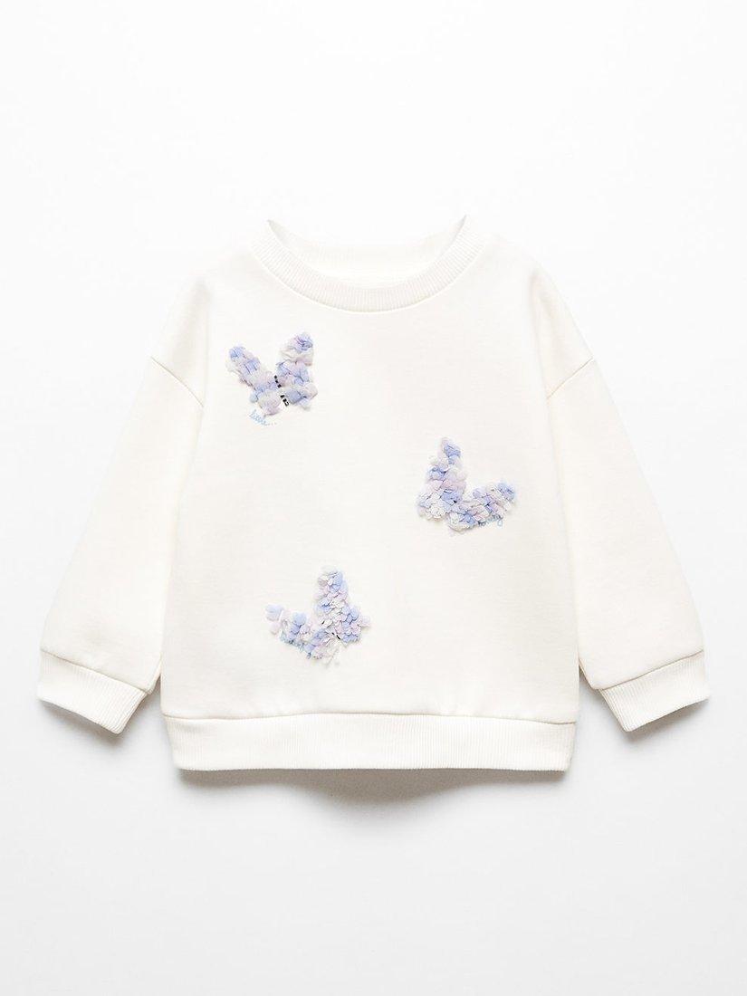Mango Kids' Butterfly Jumper, Natural White