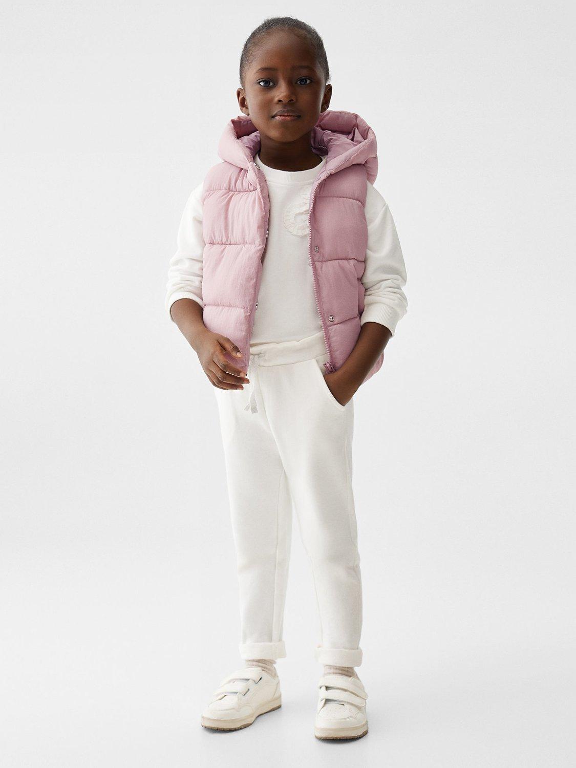 Mango Kids' Laura Quilted Hooded Gilet, Pink