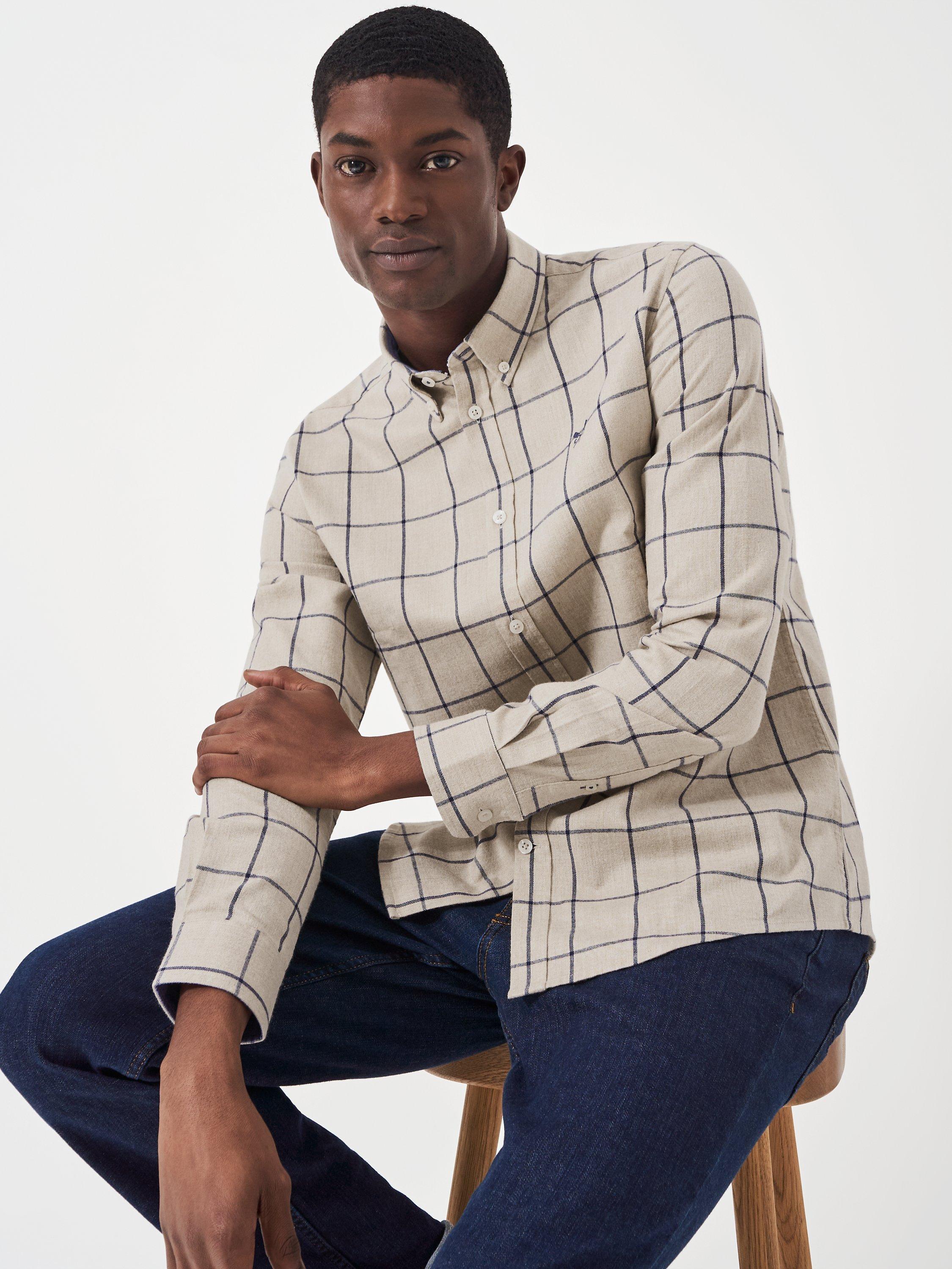 Crew Clothing Edward Brushed Twill Shirt, Stone