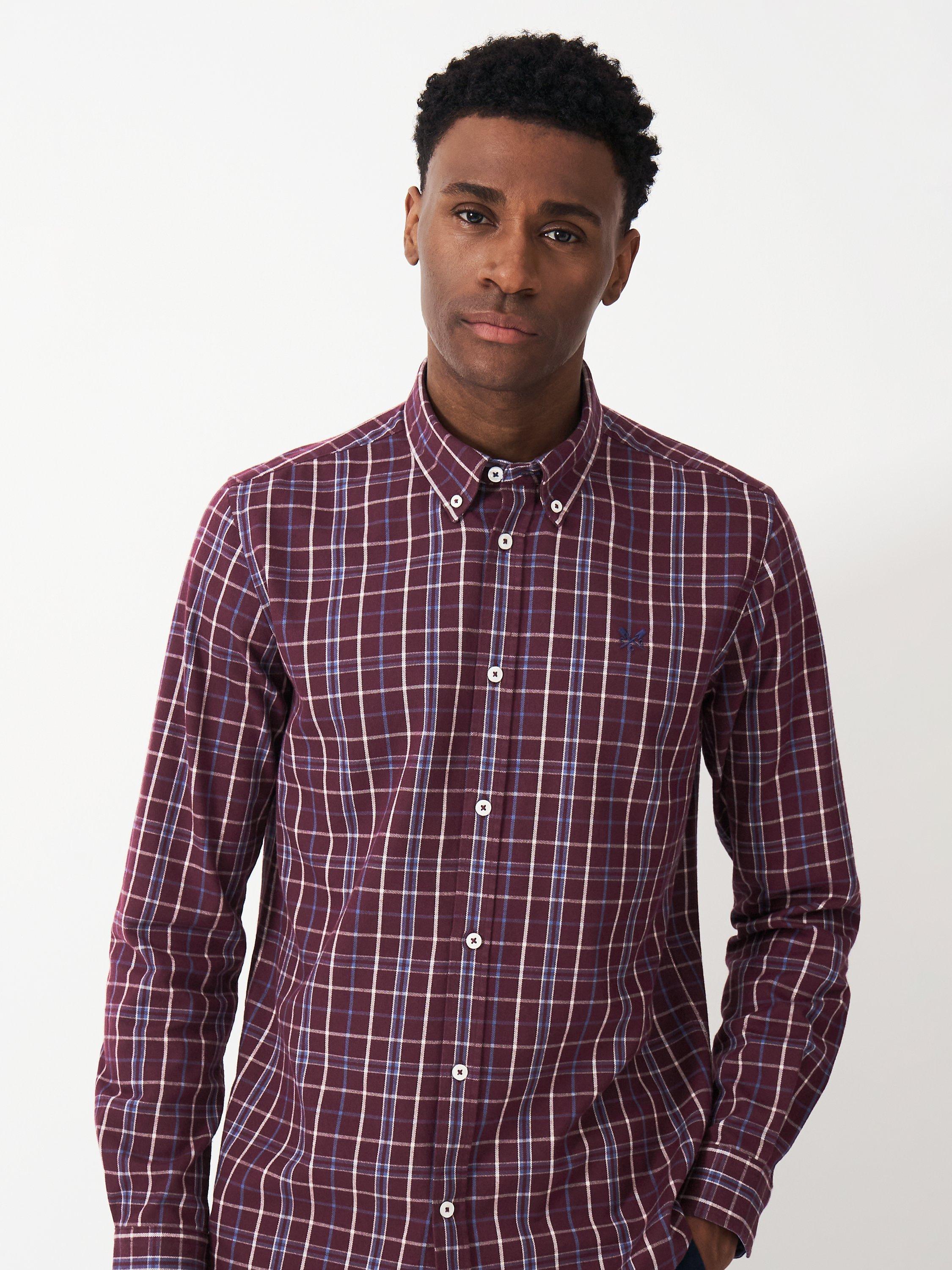 Crew Clothing Richmond Brushed Cotton Shirt, Burgundy Red