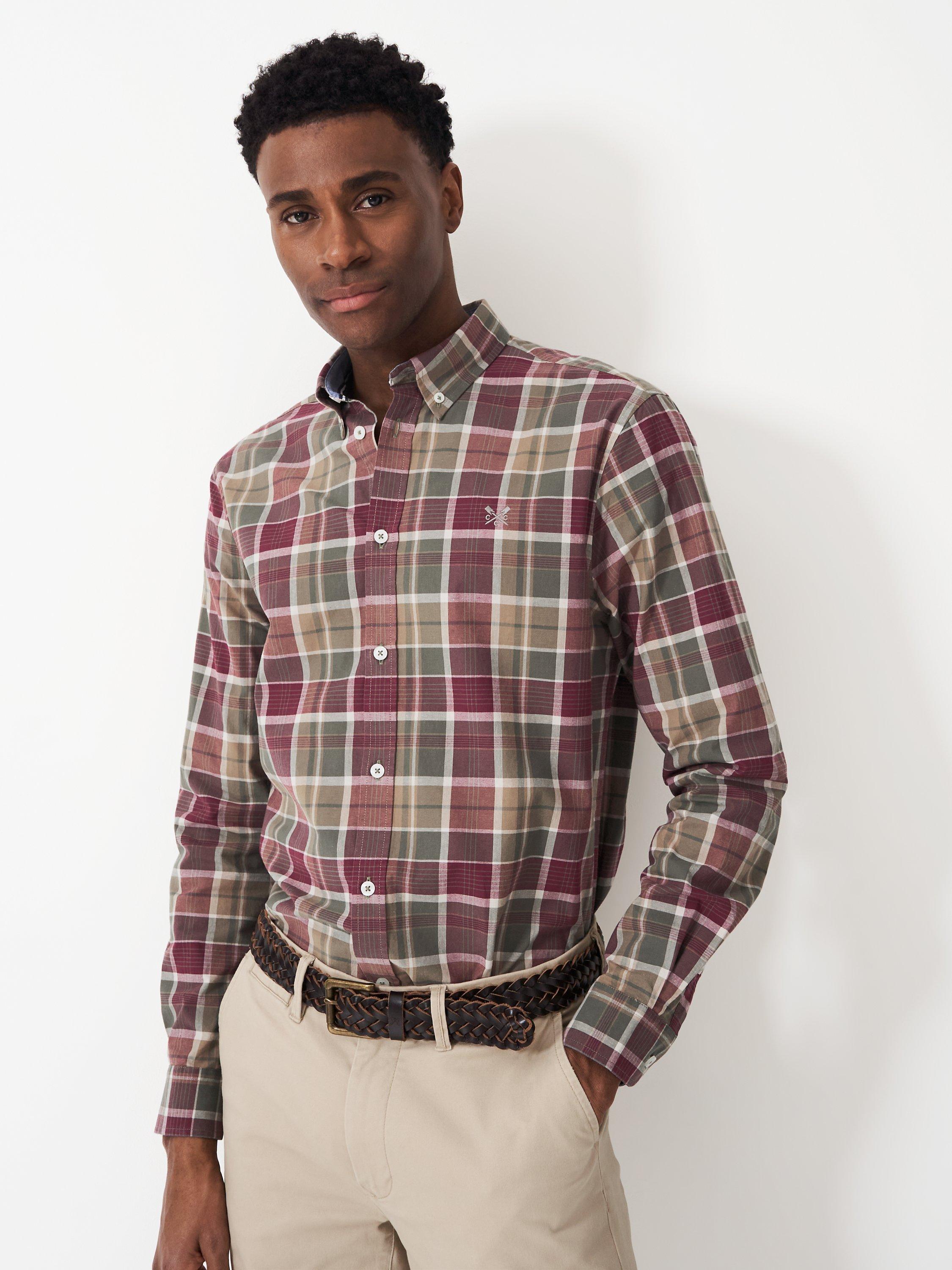 Crew Clothing Monty Check Broadcloth Shirt, Brown/Multi