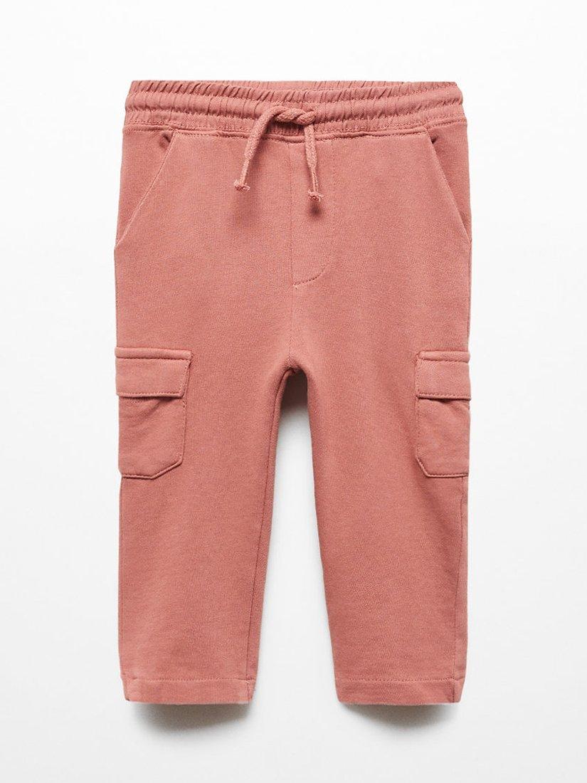 Mango Baby Miguel Cotton Joggers, Dark Red