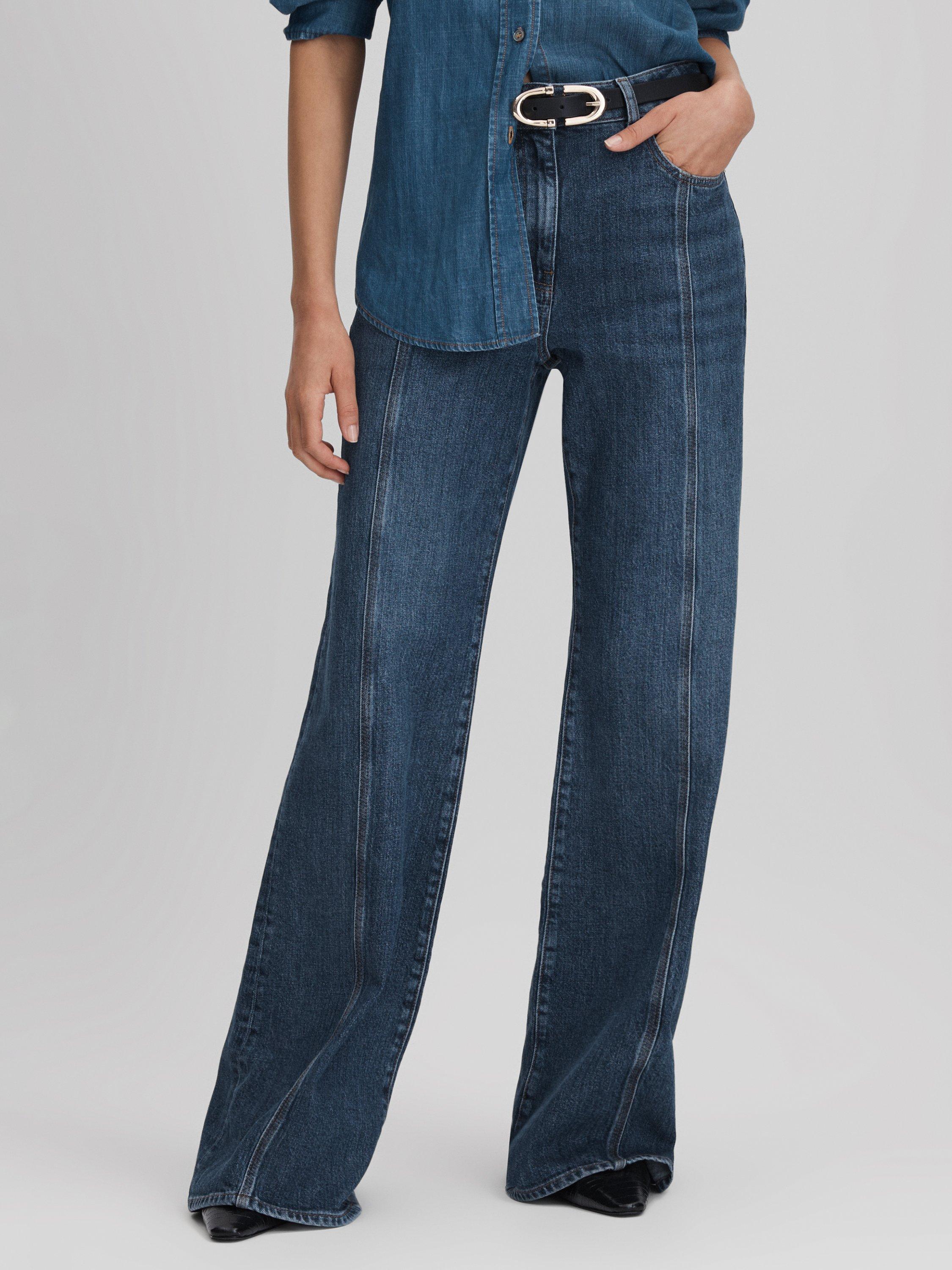Reiss Juniper Flared Jeans, Mid Blue