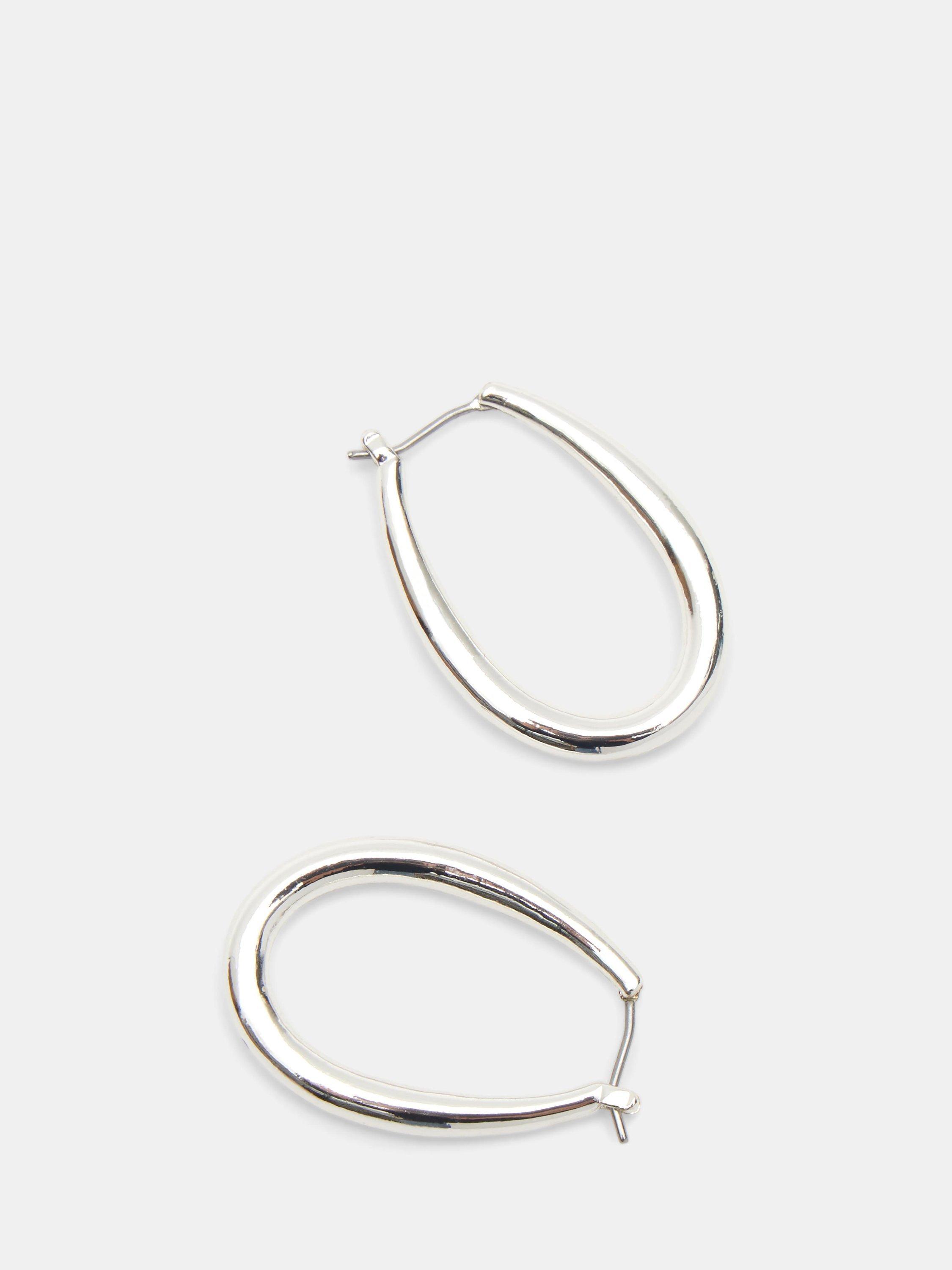 Product image 3 of 4, which shows HUSH Brooke Oval Hoop Earrings, Silver, One Size