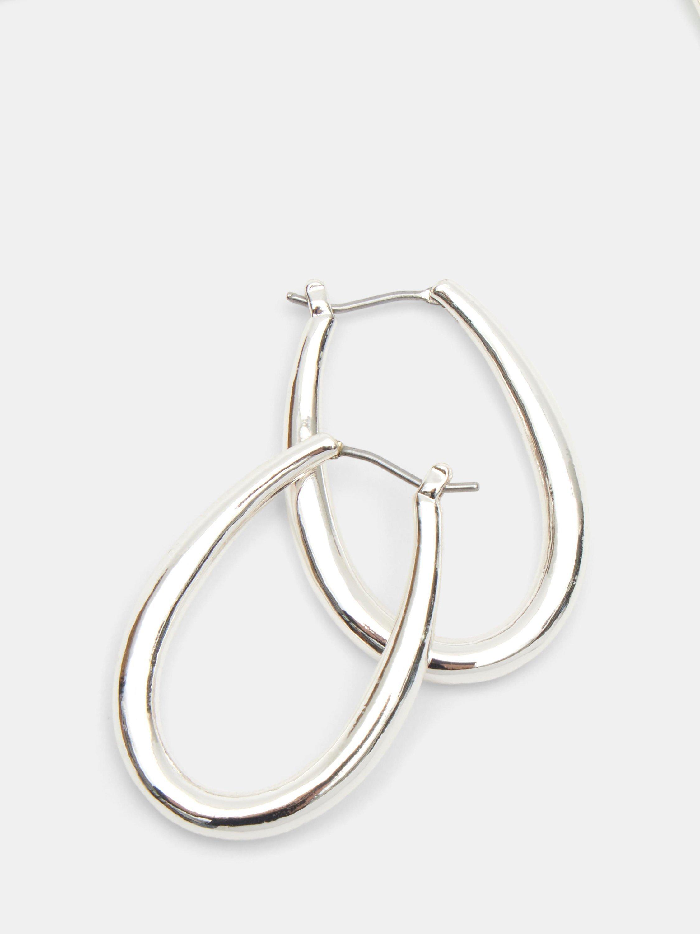 Product image 4 of 4, which shows HUSH Brooke Oval Hoop Earrings, Silver, One Size
