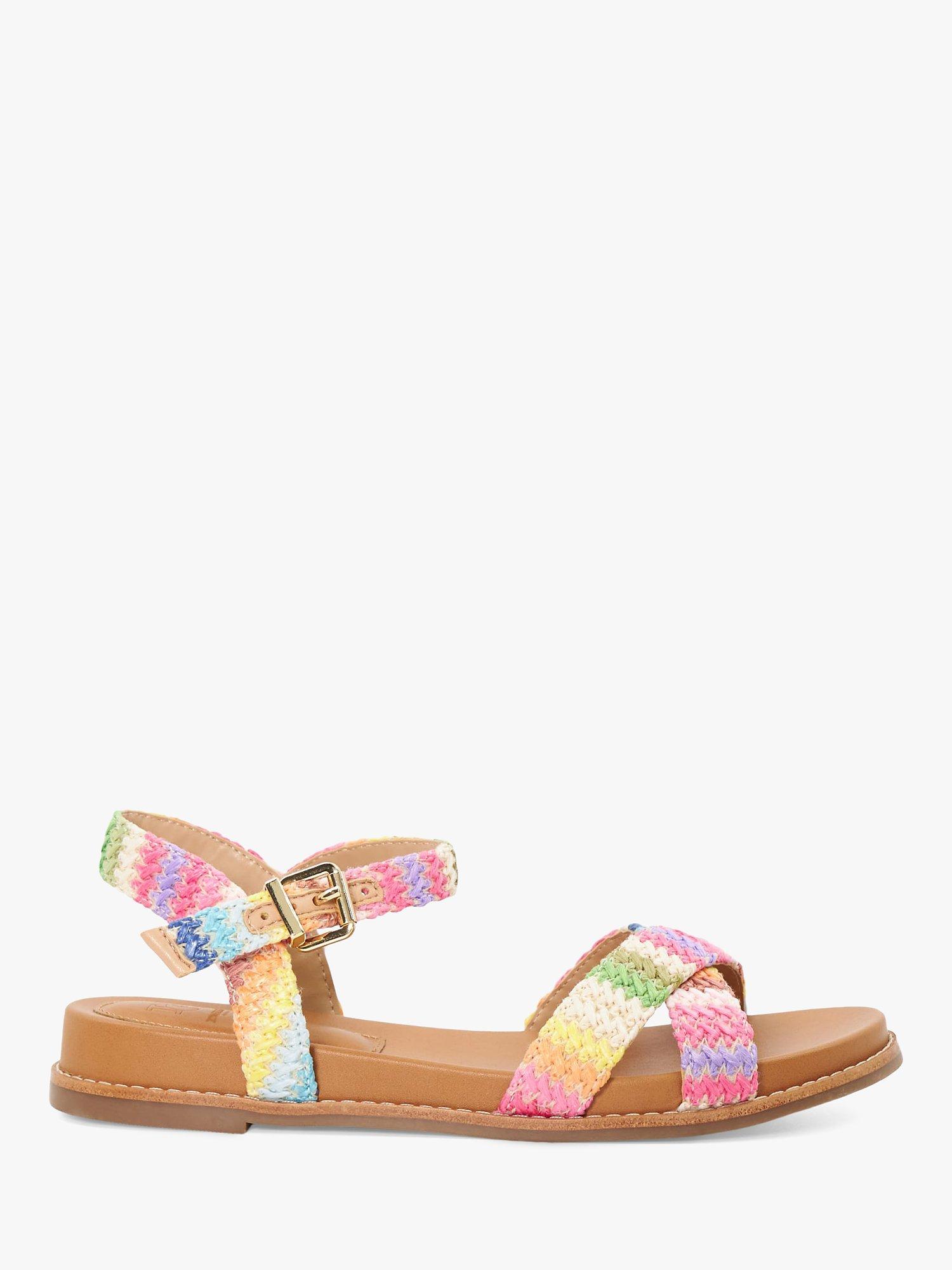 Dune Lassey Cross Strap Footbed Sandals, Multi