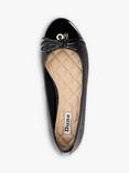 Dune Hallo Leather Charm Trim Ballet Pumps, Black