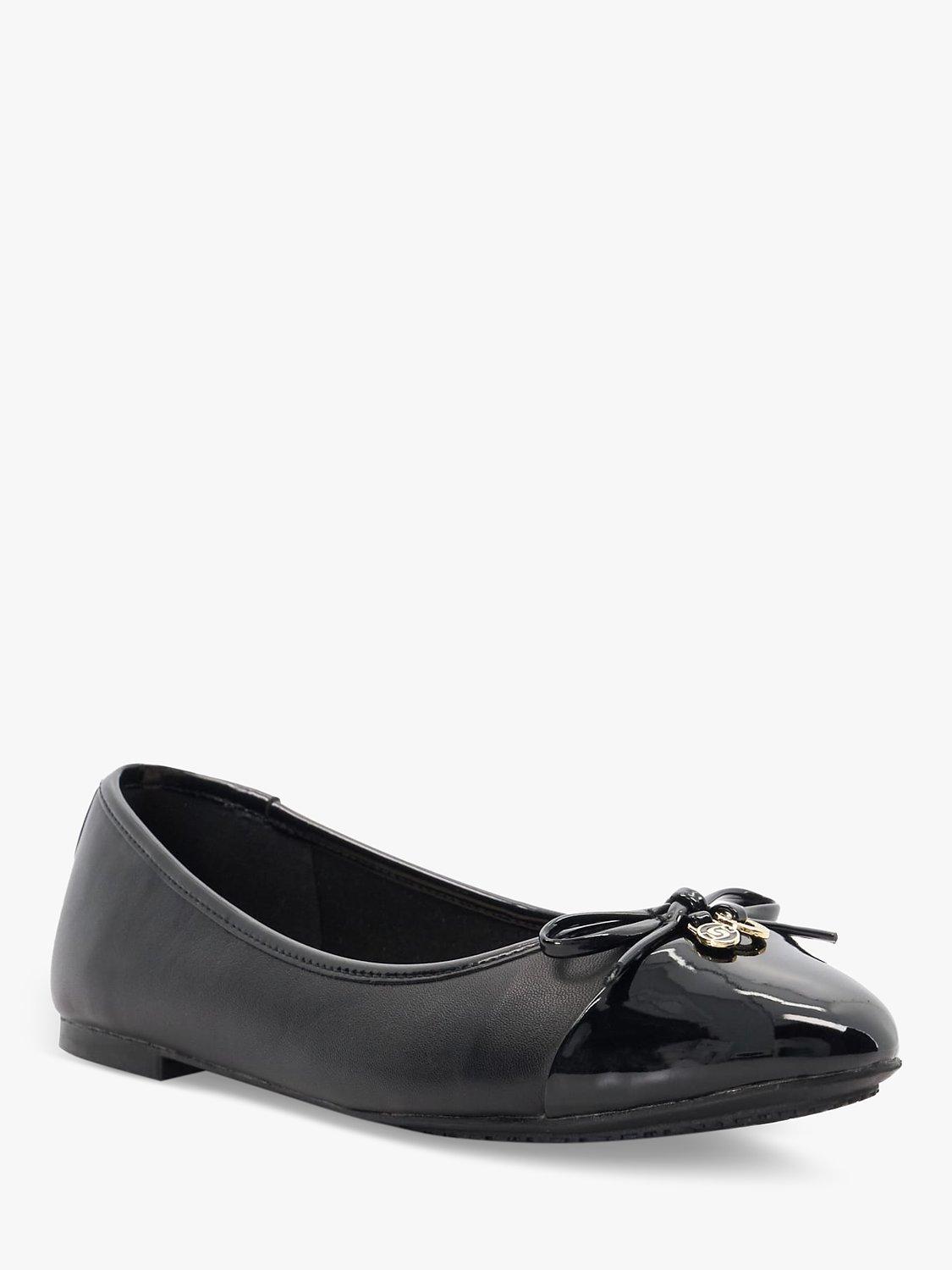 Product image 3 of 5, which shows Dune Hallo Leather Charm Trim Ballet Pumps, Black, EU36