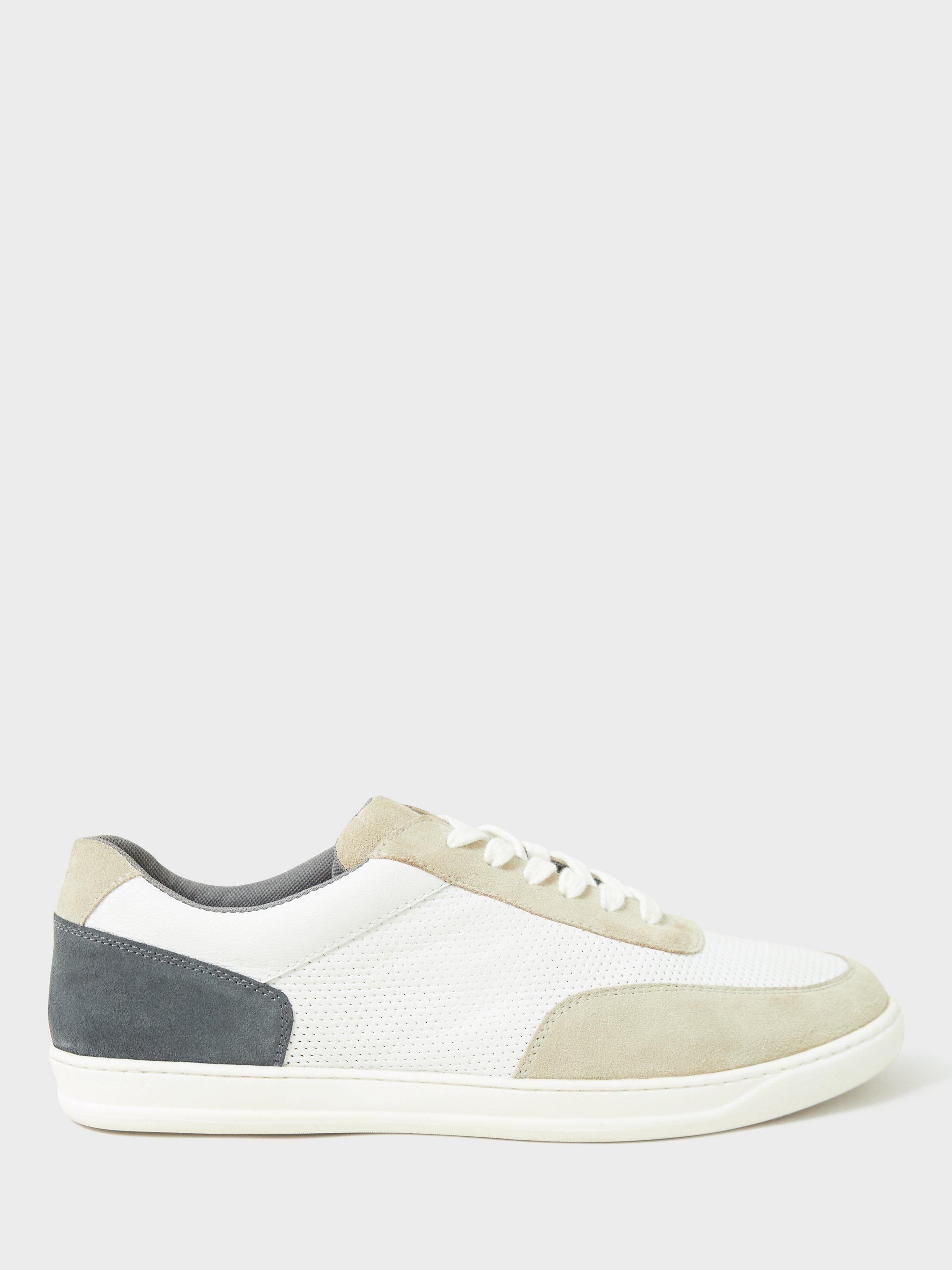 Product image 1 of 7, which shows Crew Clothing Alfie Colour Block Leather Trainers, White/Multi, 7