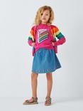 Olivia Rubin Kids' Aria Rainbow Cake Crew Neck Jumper, Hot Pink