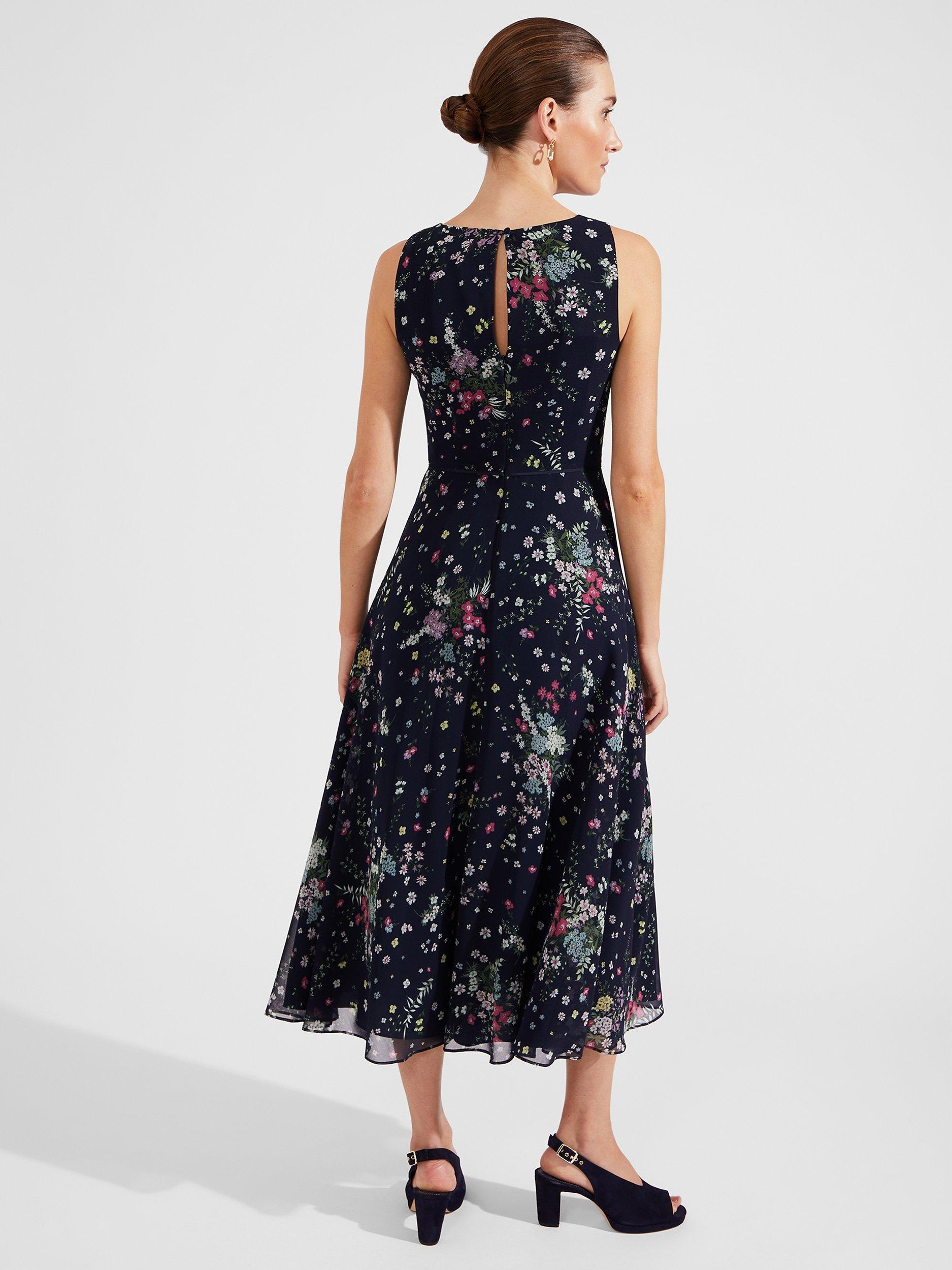 Hobbs Carly Floral Midi Dress, Navy/Multi, 12