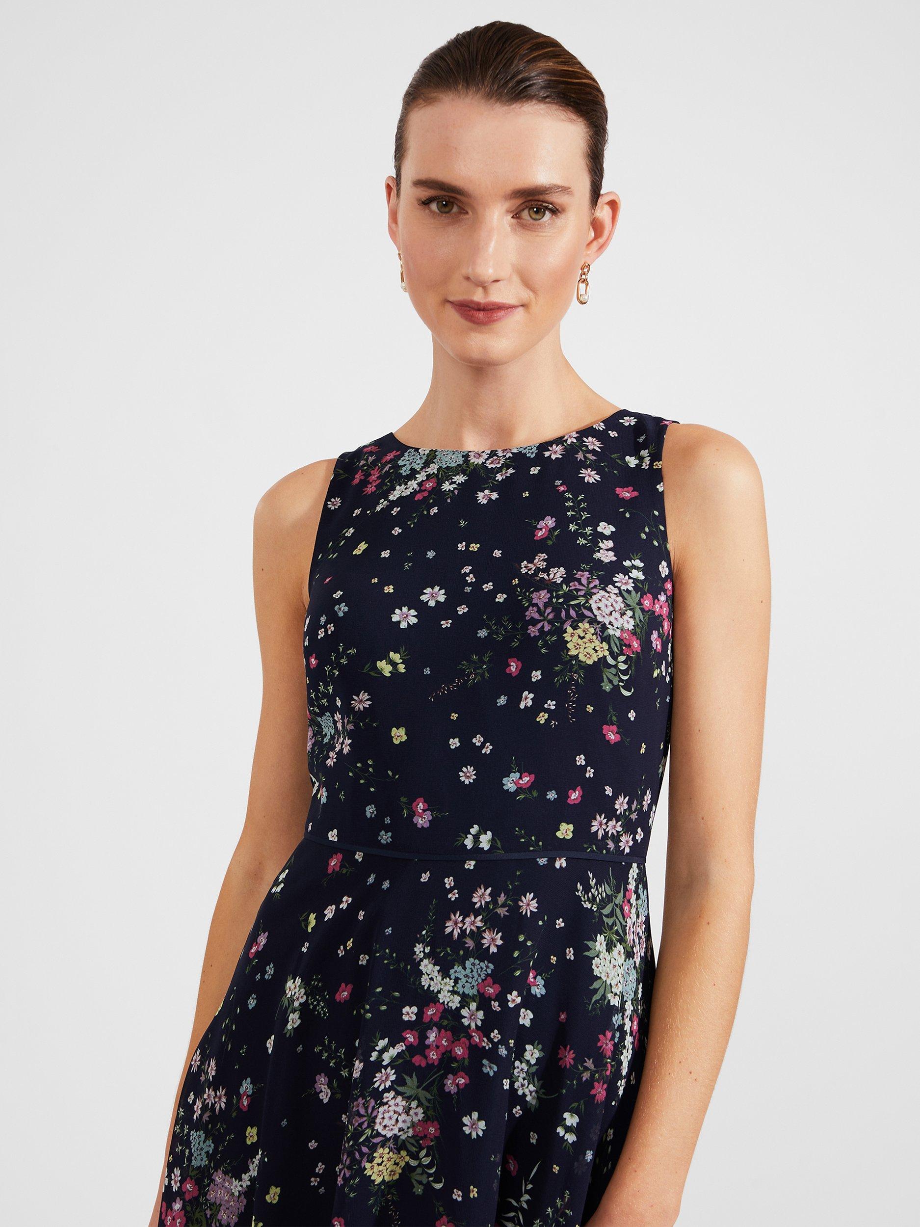 Hobbs Carly Floral Midi Dress, Navy/Multi, 12