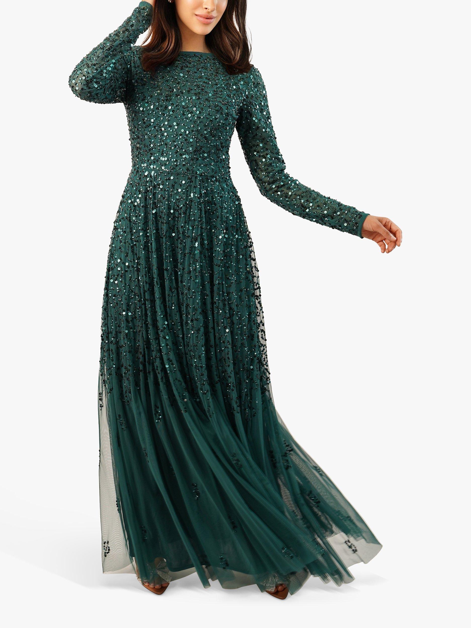 Lace Beads Sila Embellished Maxi Dress Emerald Green