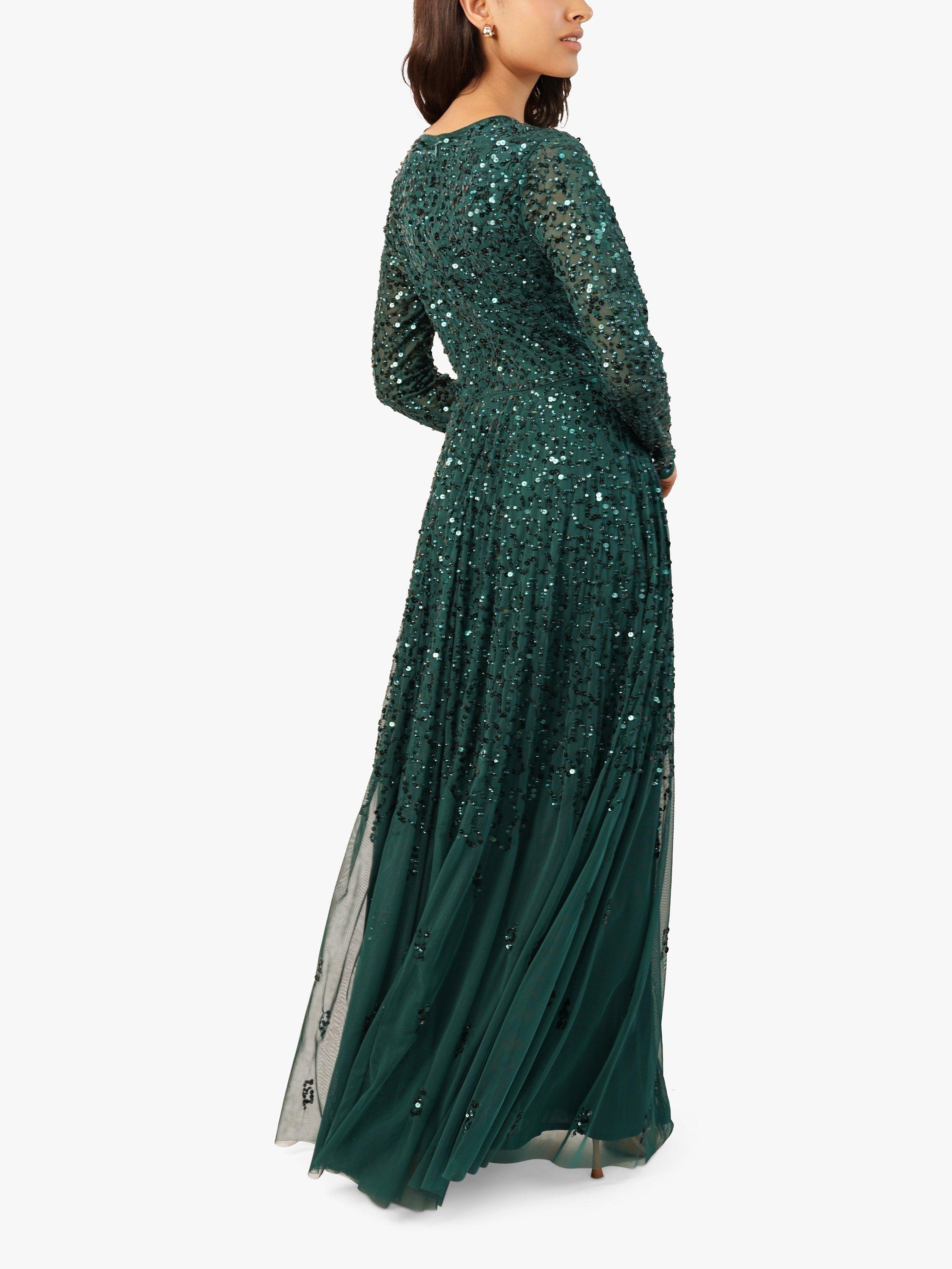 Lace Beads Sila Embellished Maxi Dress Emerald Green