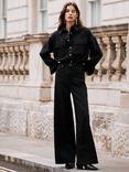 Mint Velvet Super Soft Wide Leg Jeans, Black