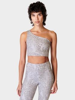 Sweaty Betty Super Soft Asymmetric Reversible Sports Bra, Urbangrey Leopard, Urbangrey Leopard
