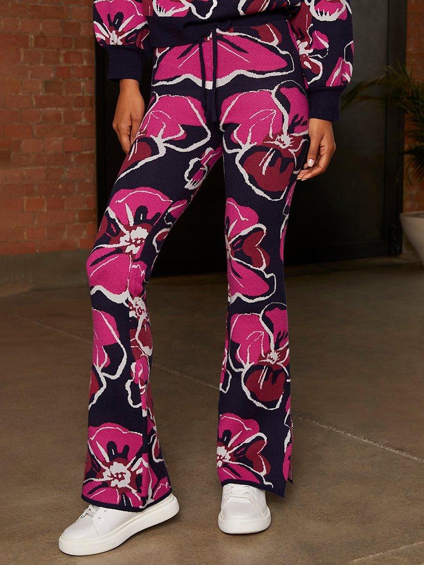 Product image 2 of 4, which shows Chi Chi London Floral Knit Trousers, Multi, S