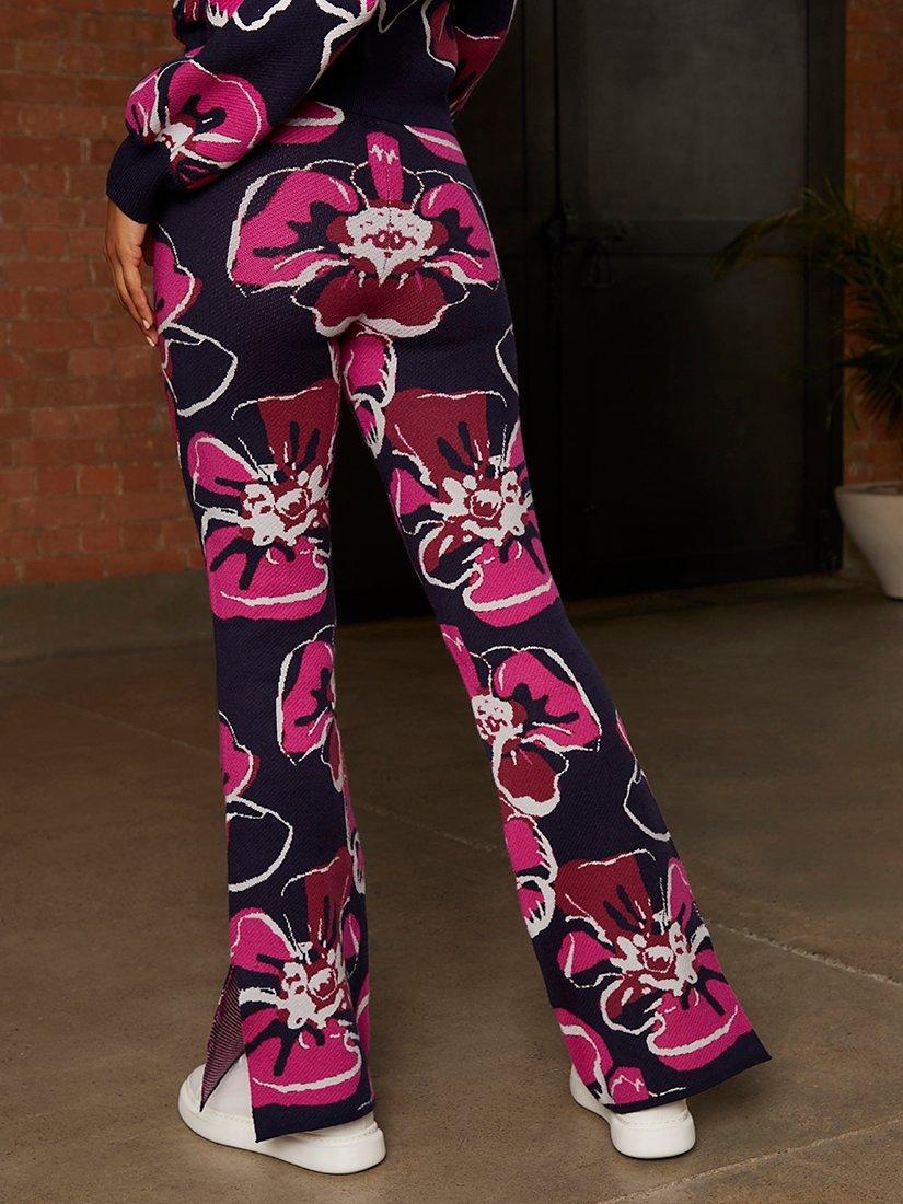 Product image 4 of 4, which shows Chi Chi London Floral Knit Trousers, Multi, S