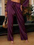 Chi Chi London Plain Satin Wide Leg Trousers, Purple, Purple