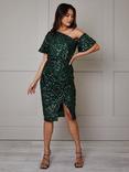 Chi Chi London Sequin Midi Dress, Green