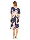 Mela London Blossom Print Wrap Midi Dress, Navy