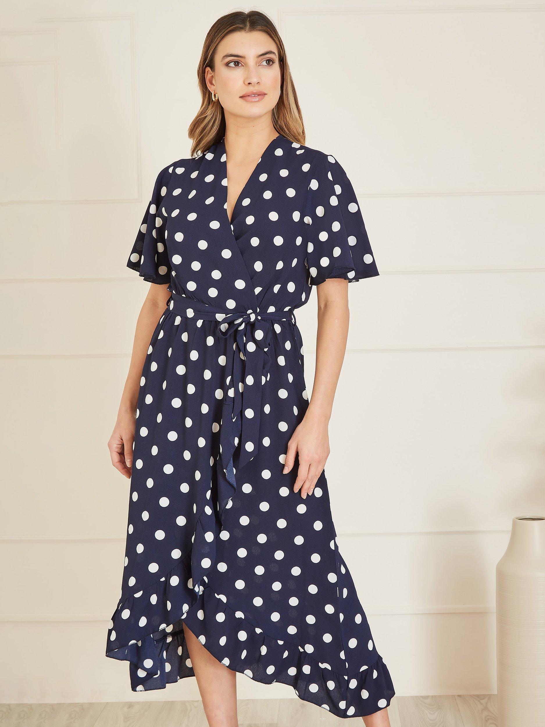 Mela London Spot Print Wrap Dress Navy