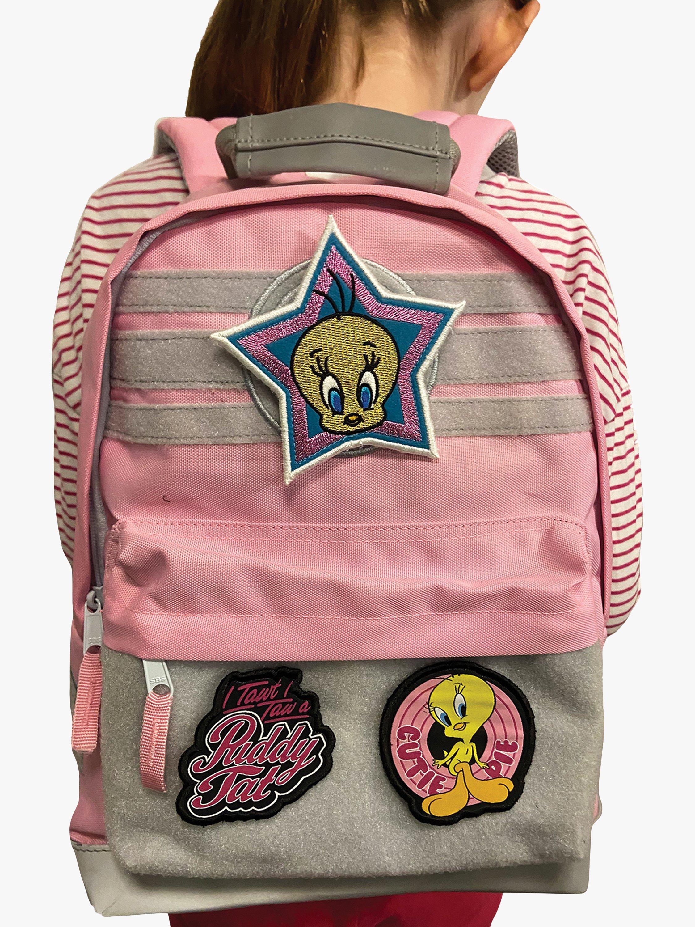 Product image 1 of 3, which shows Fabric Flavours Kids' Looney Tunes Interchangeable Badges Backpack, Pink, One Size