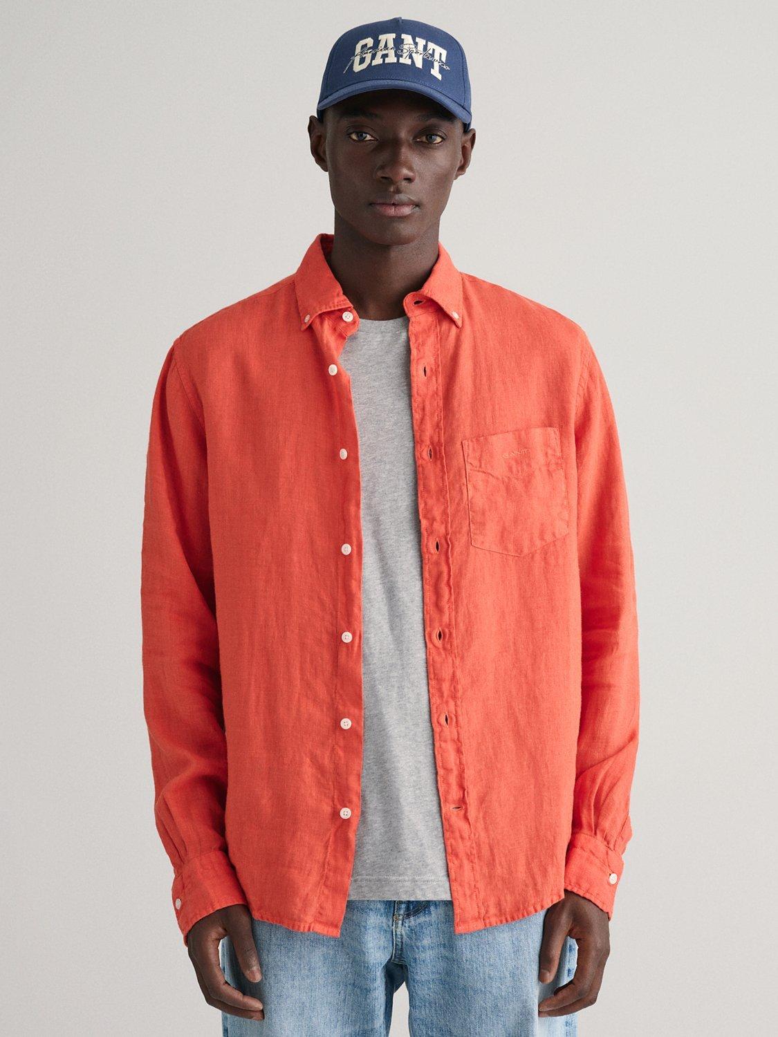 GANT Regular Fit Dyed Linen Shirt, Orange