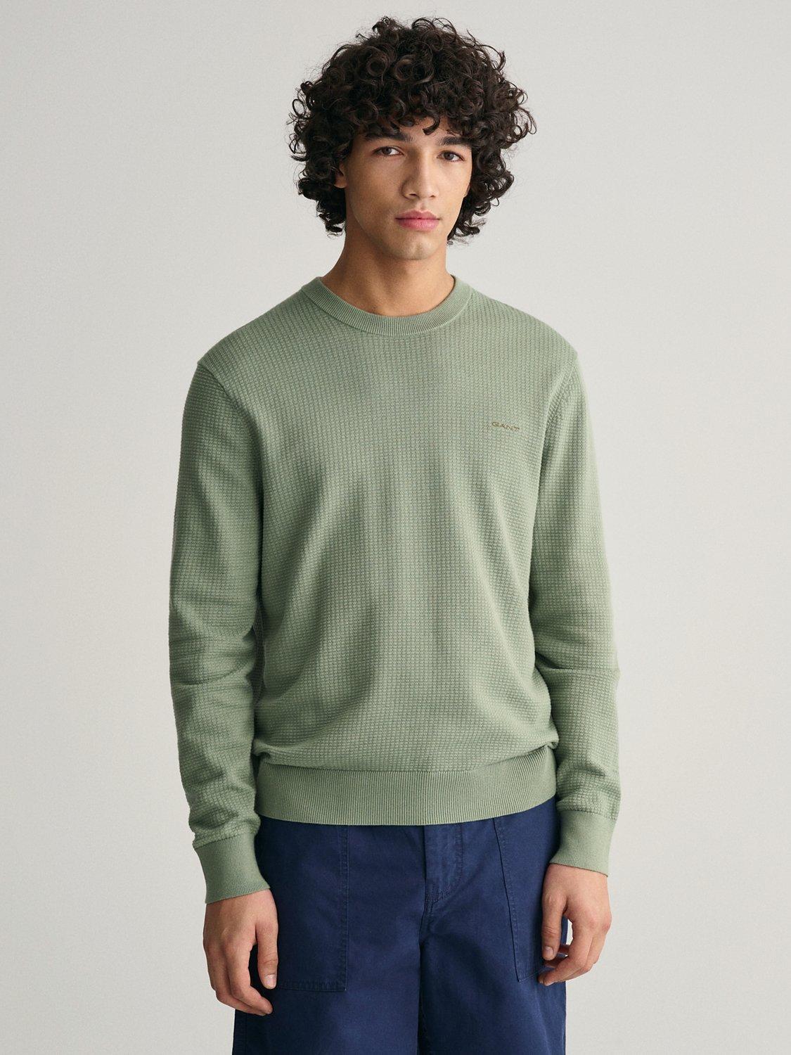 GANT Organic Cotton Textured Jumper, Kalamata Green