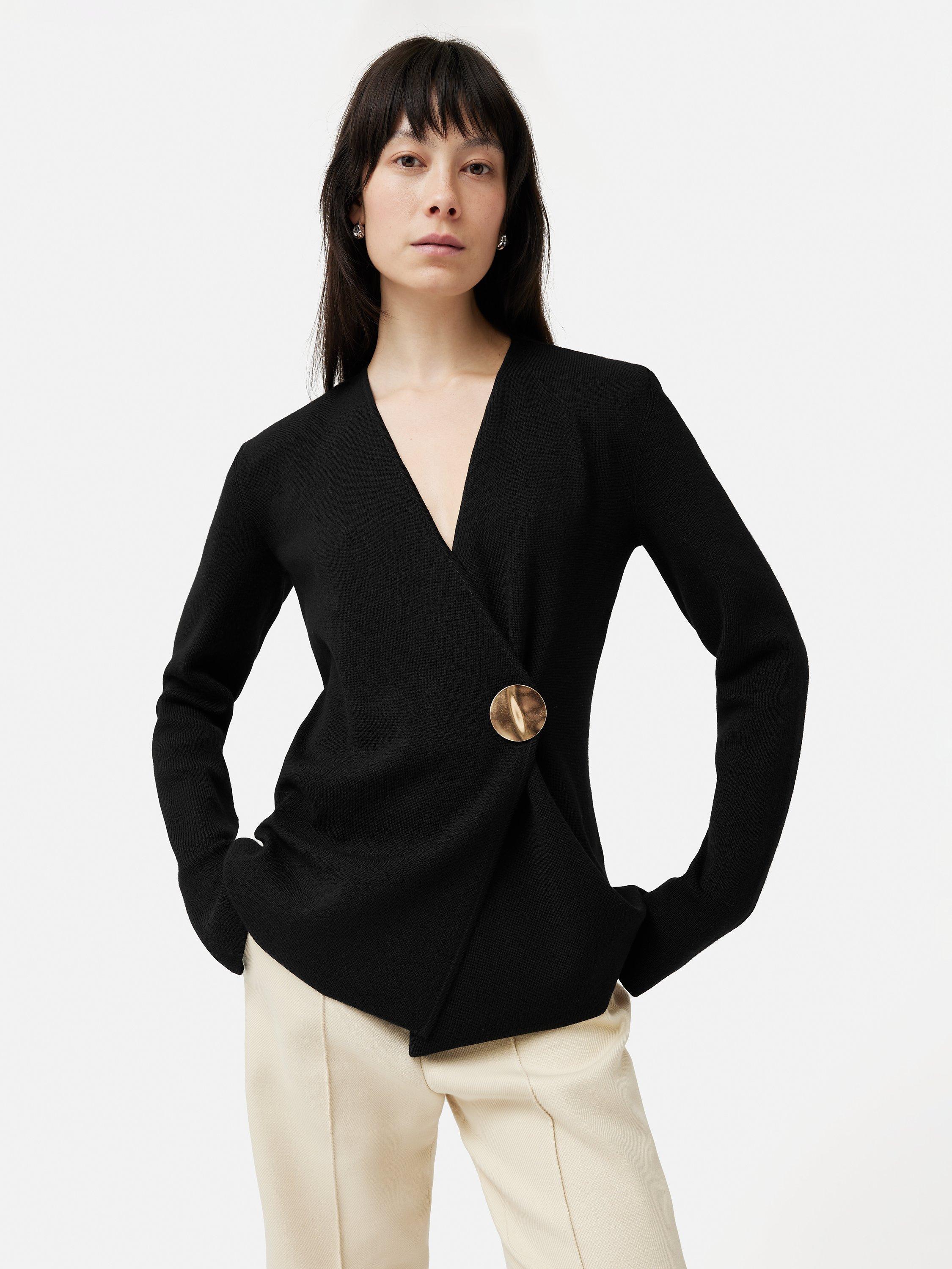 Jigsaw Milano Gold Disc Knitted Jacket Black