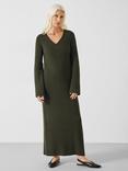 HUSH Uralla Rib Knit Maxi Dress, Dark Olive Green