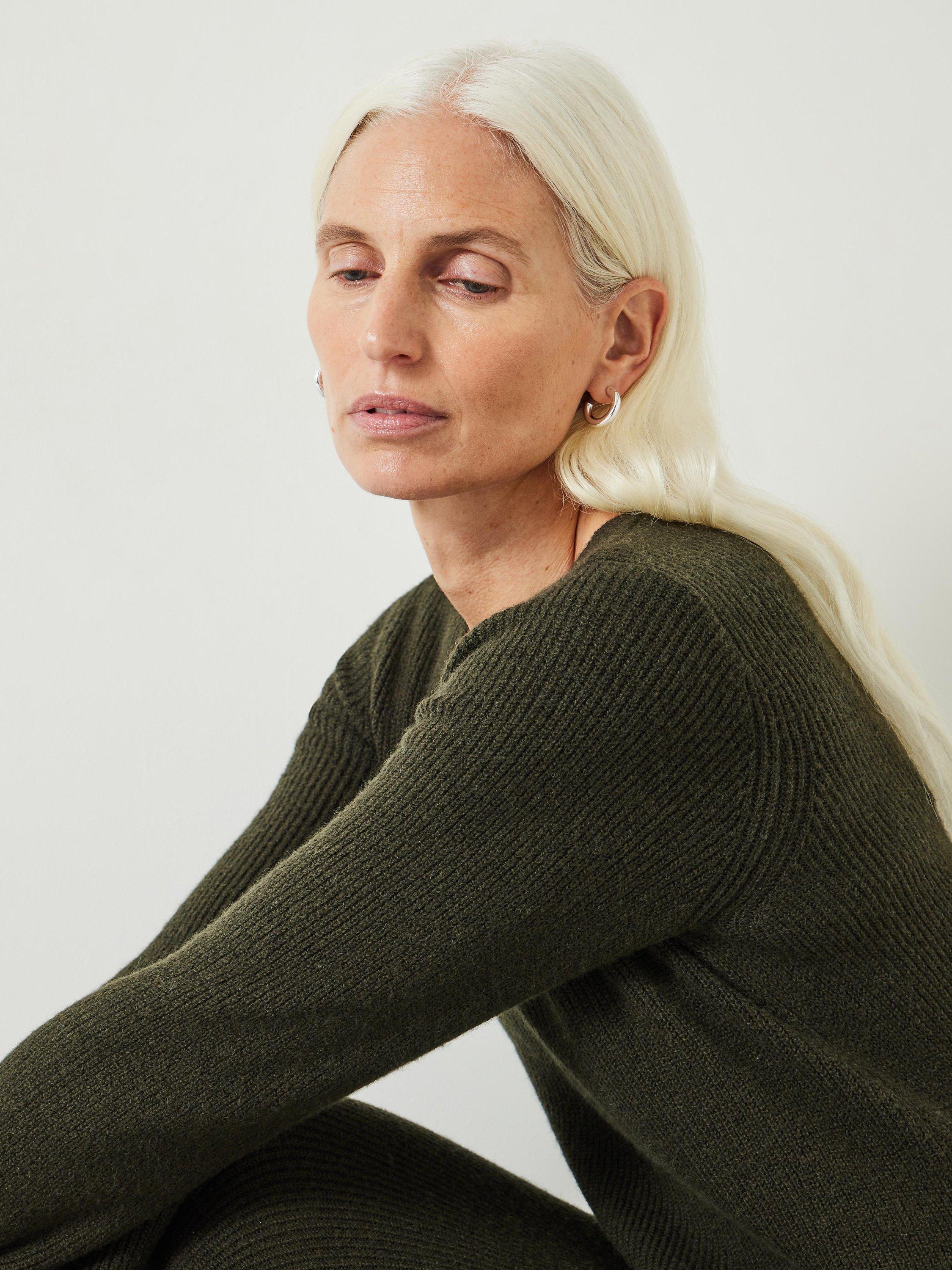 Product image 2 of 5, which shows HUSH Uralla Rib Knit Maxi Dress, Dark Olive Green, 8
