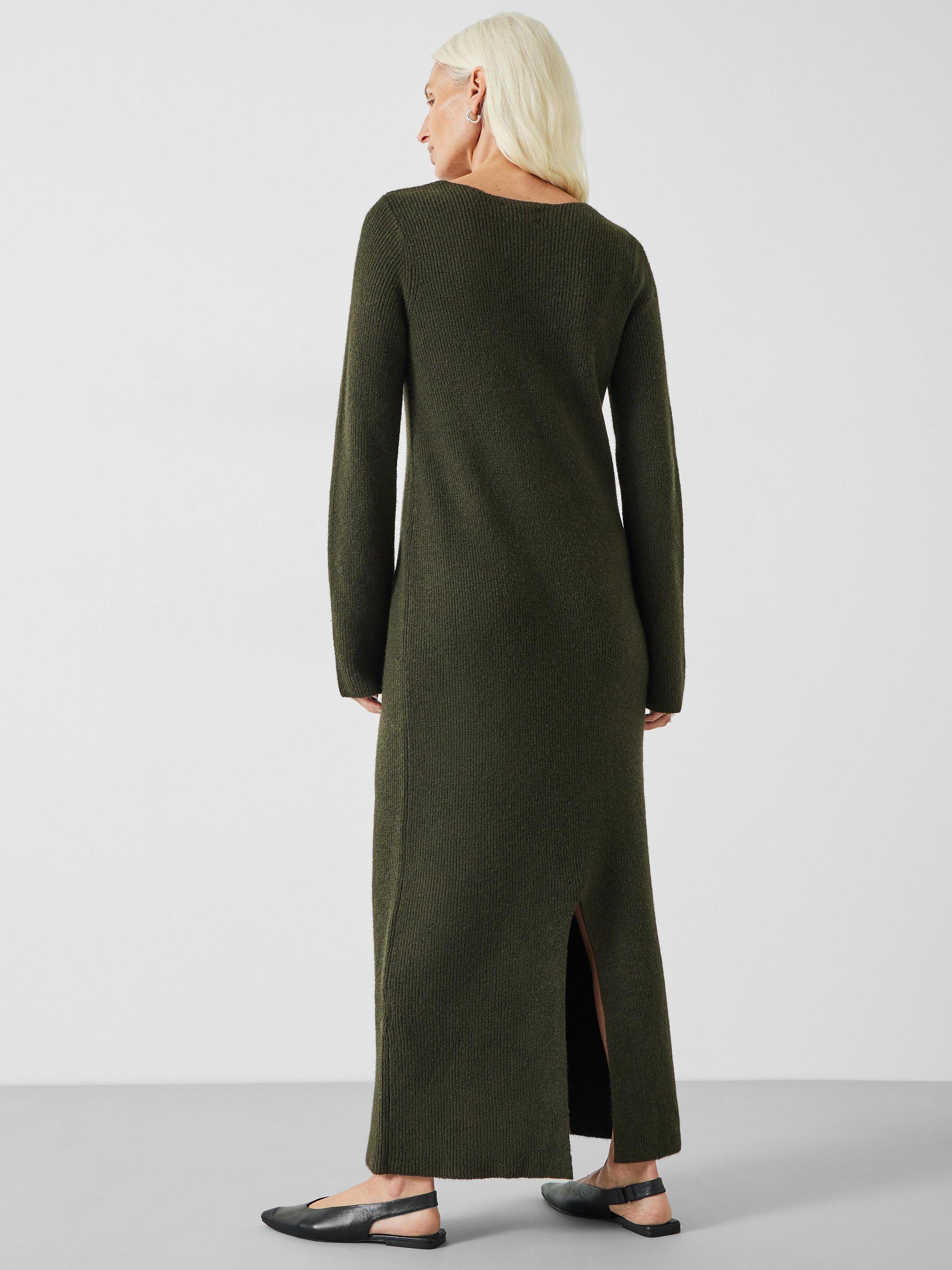 Product image 3 of 5, which shows HUSH Uralla Rib Knit Maxi Dress, Dark Olive Green, 8