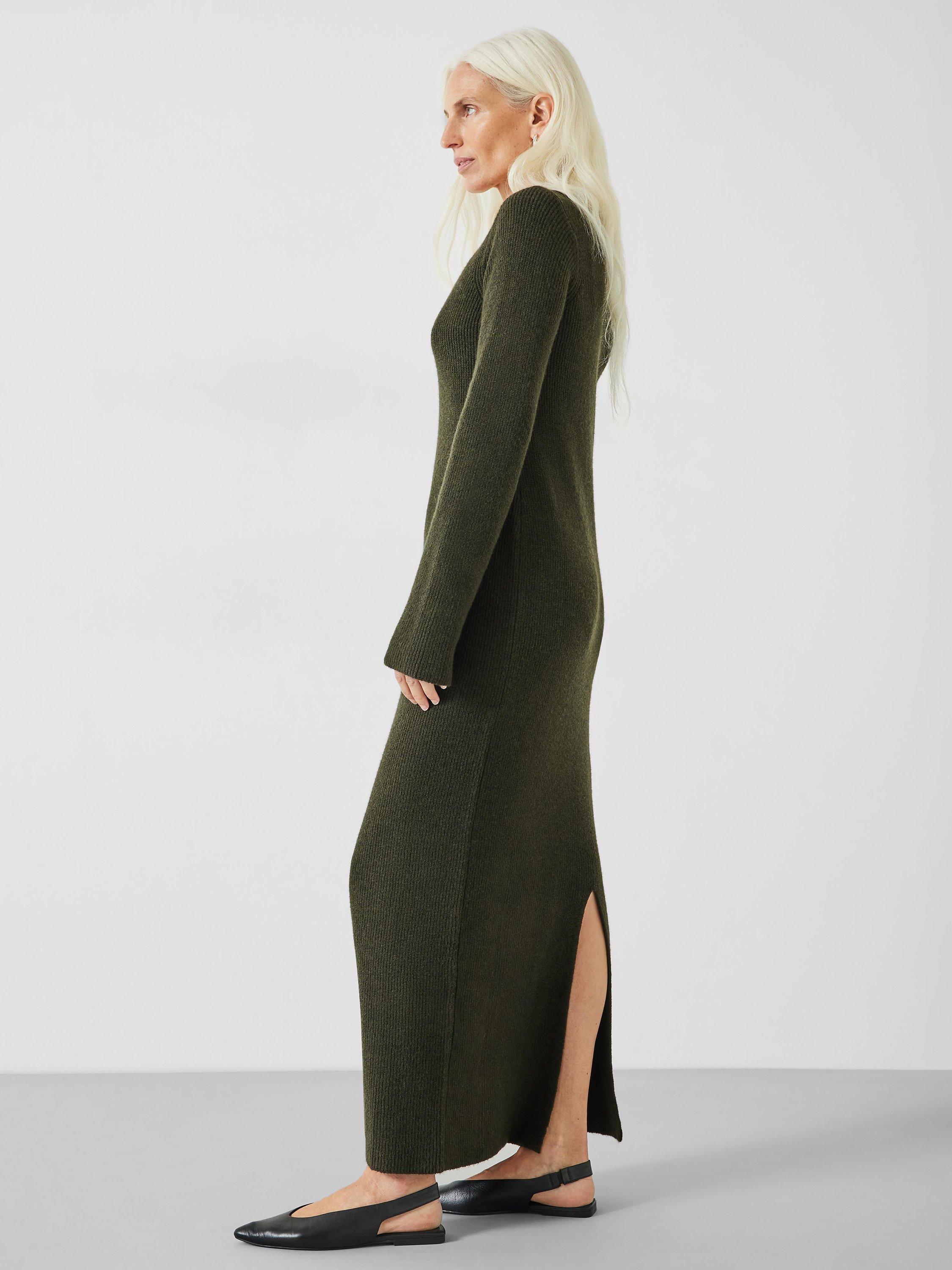Product image 4 of 5, which shows HUSH Uralla Rib Knit Maxi Dress, Dark Olive Green, 8